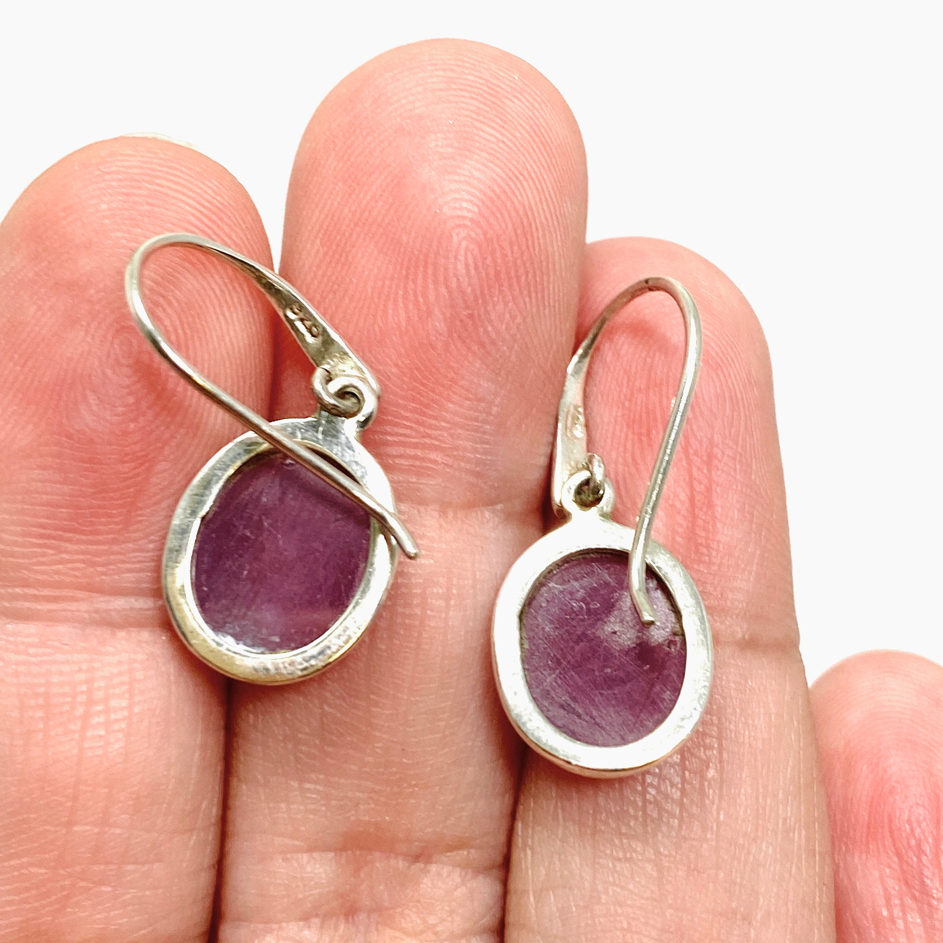 Ruby Oval Checkerboard Faceted Earrings PEGJ285 | Elegant Dangle Earrings for Women | Perfect for Parties, Weddings & Special Occasions