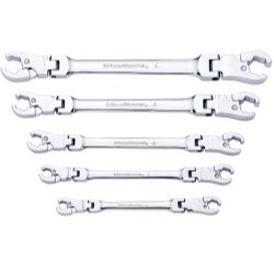 KD Tools (KDT89100) 5-Piece Ratcheting Flex Flare Nut Wrench Set - SAE Size for Automotive and Plumbing Repairs - Perfect for Tight Spaces in Engine Compartments and Pipe Fittings