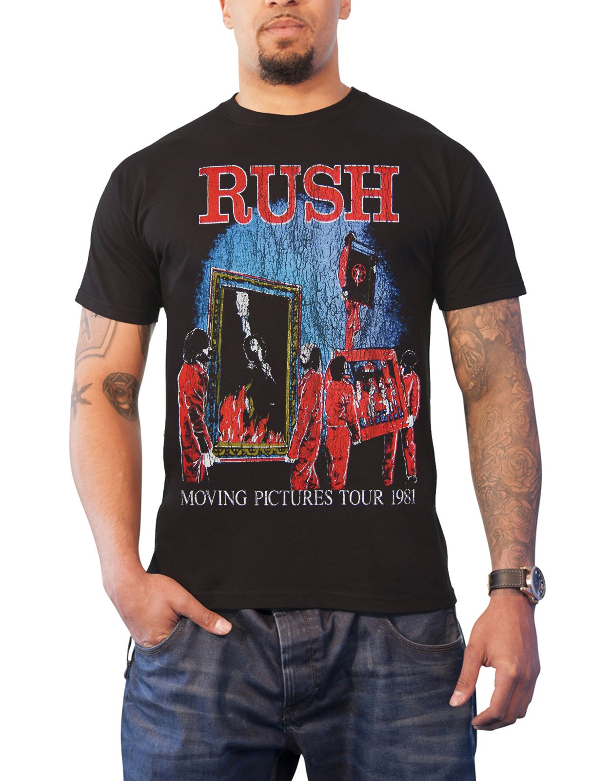 Official Vintage 1981 Rush Moving Pictures Tour Black T-Shirt for Men - Classic Rock Band Tee for Concerts, Gifts & Casual Wear