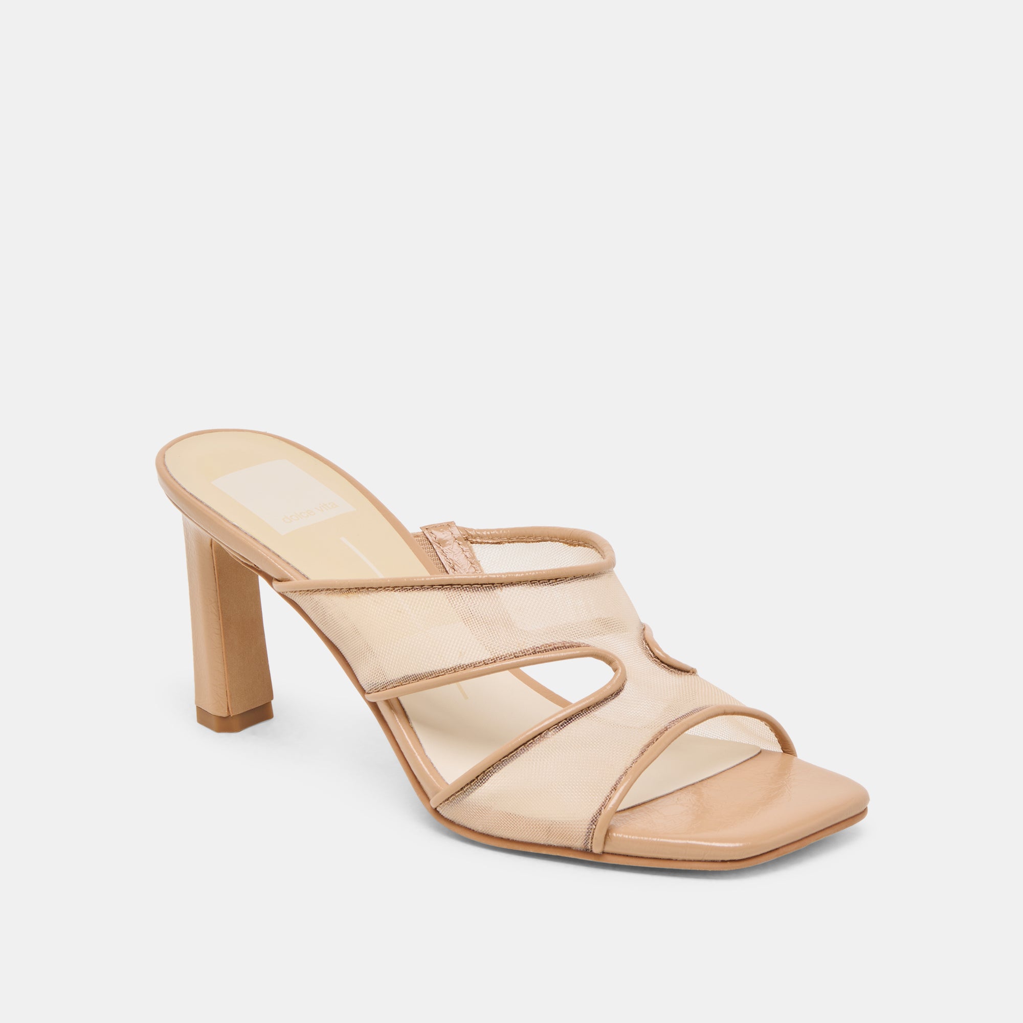 GITEL Women's Wide Heel Sandals Light Tan Mesh - Comfortable & Stylish for Summer, Beach, and Casual Outings