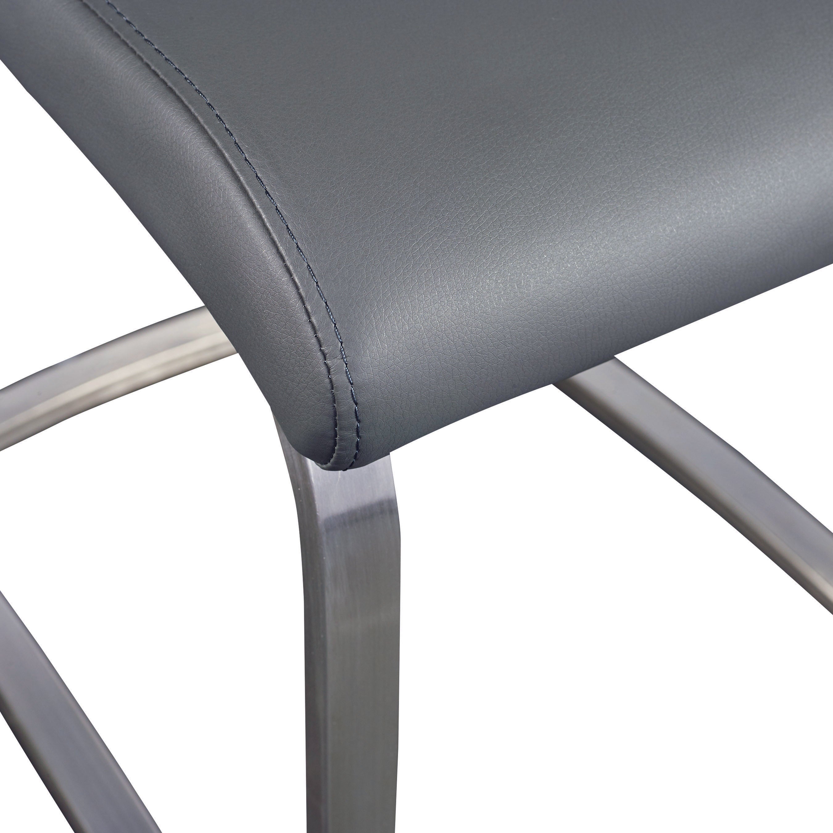 Lexington Side Leather Chair in Brushed Stainless Steel - Set of 2 Modern Dining Chairs for Home & Office | Perfect for Dining Rooms, Conference Tables & Lounge Areas