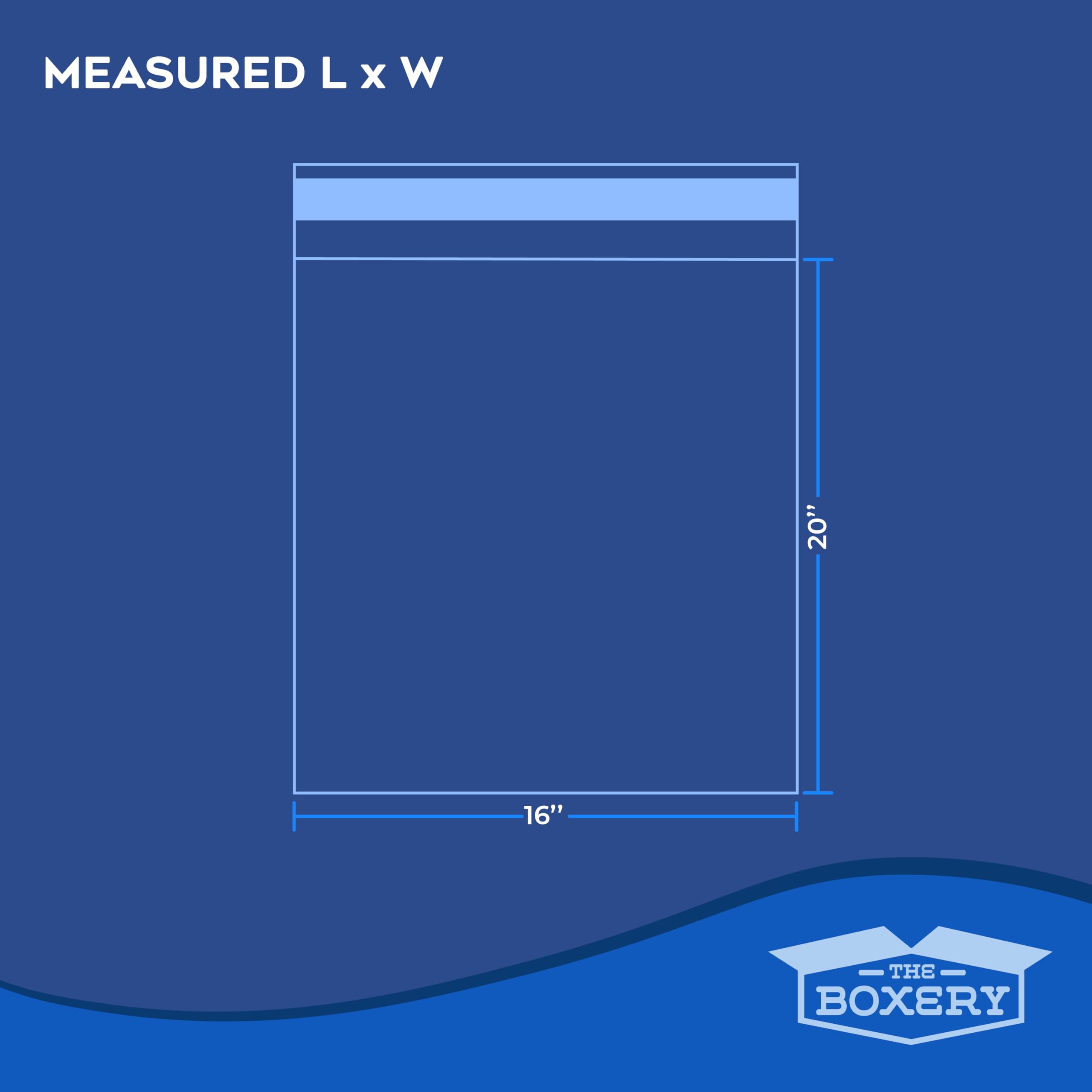 The Boxery 16x20 Inch Self Seal Clear 1.5Mil Poly Bags with Suffocation Warning - 1000 Count - Permanent Adhesive for Packaging, Clothing & FBA Shipping - Ideal for Ecommerce, Retail Storage & Product Protection