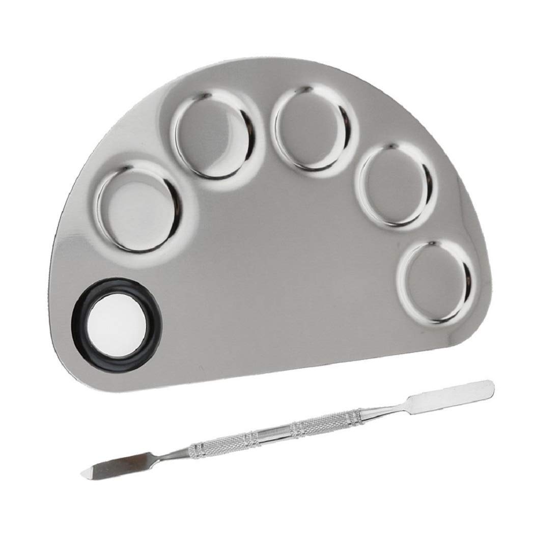 TWIREY Professional Stainless Steel Cosmetic Makeup Mixing Palette with Spatula - Ideal for Makeup Artists, DIY Beauty Blending & Nail Art Designs