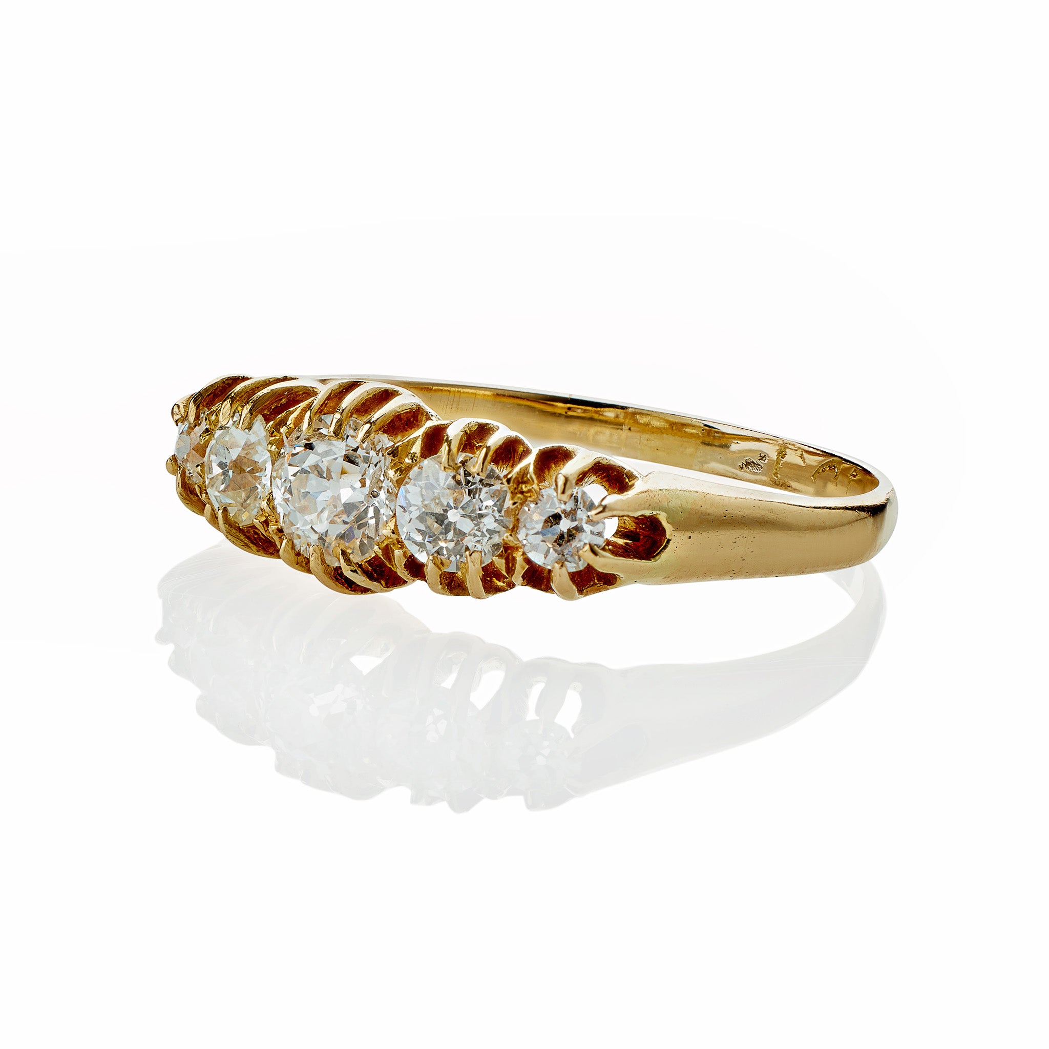 Antique Five-Stone Old European Cut Diamond Ring – Vintage Engagement & Wedding Band for Women – Perfect for Bridal, Anniversary & Special Occasions