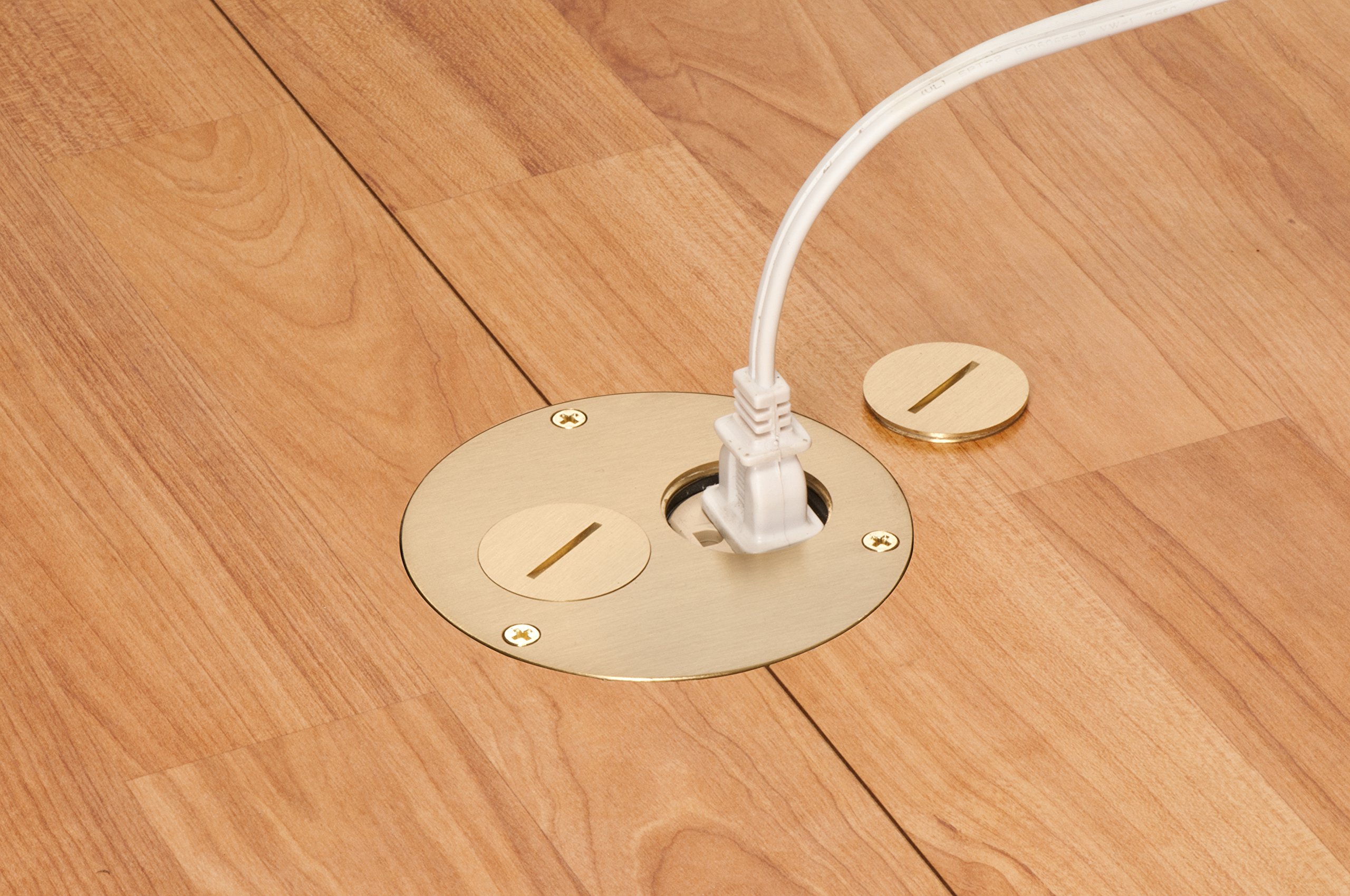 Arlington Flush Floor Box Kit (Brass) - Durable Electrical Outlet Box for Home & Office - Perfect for Underfloor Wiring and Concealed Installations