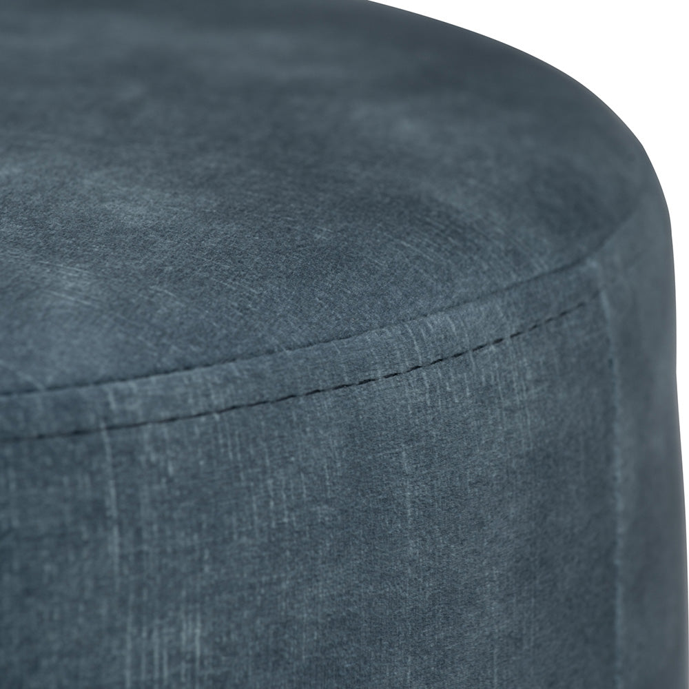 AURA 37.5cm Ottoman Storage Bench with Sapphire Blue Upholstery and Walnut Wood Legs - Perfect for Living Room, Bedroom or Entryway Seating and Storage