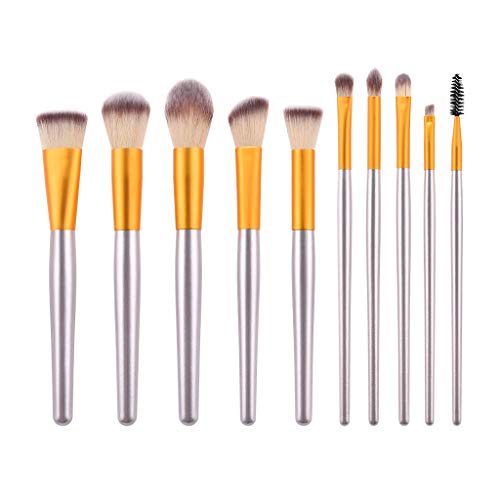 10PCS Professional Makeup Brush Set - Eyebrow, Eyeshadow & Foundation Brushes with Travel Case | Perfect for Beginners & Makeup Artists | Home & Travel Use