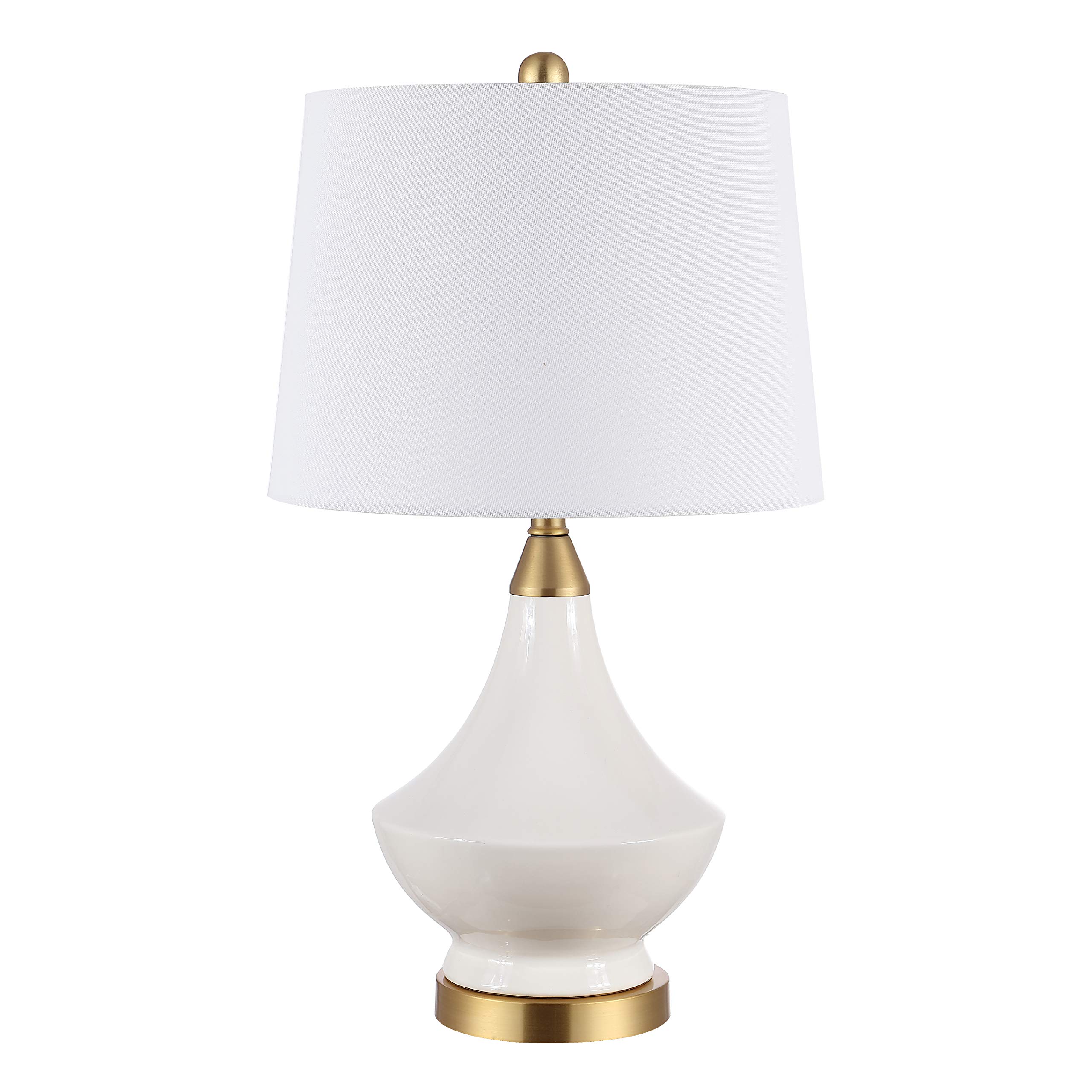 SAFAVIEH Marlowe Modern White Glass 25-inch Table Lamp Set of 2 with LED Bulbs - Bedroom Nightstand, Living Room, Home Office Lighting for Cozy Ambiance and Stylish Decor