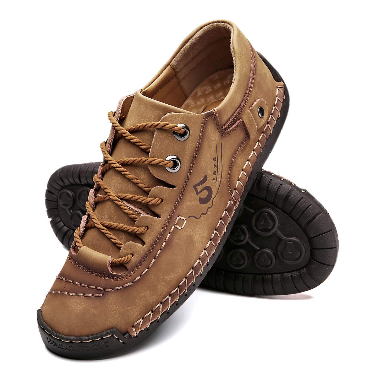 Alcubieree Men's Genuine Leather Casual Sneakers - Comfortable Lightweight Loafers for Walking, Driving & Dress Shoes (Size 7.5-13) | Perfect for Office, Travel & Everyday Wear