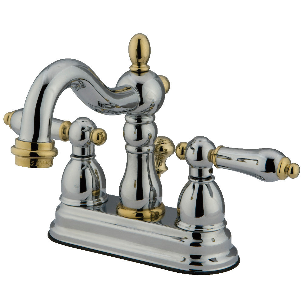 Kingston Brass KB1605AL Heritage 4-Inch Centerset Bathroom Faucet - Polished Brass Finish, Single Handle Water-Saving Design for Sink Vanity, Perfect for Modern and Traditional Bathrooms