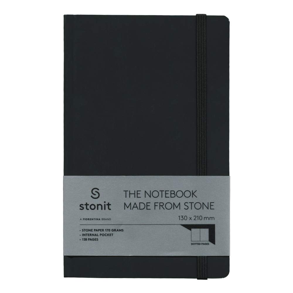 Eco-Friendly Stone Paper Notebook with Bungee Closure - Black | Waterproof & Tear-Resistant Journal for Travel, Office & Outdoor Use