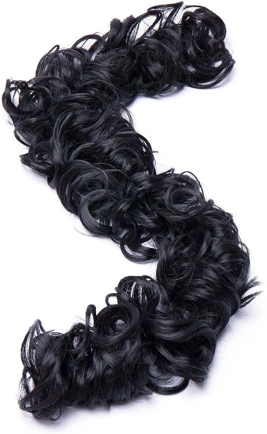 OAHU Frill Hair Extensions for Ponytail & Bun - Clip-in Ponytail Hair Extensions (Black) - 1 Pack | Perfect for Parties, Weddings & Everyday Styling