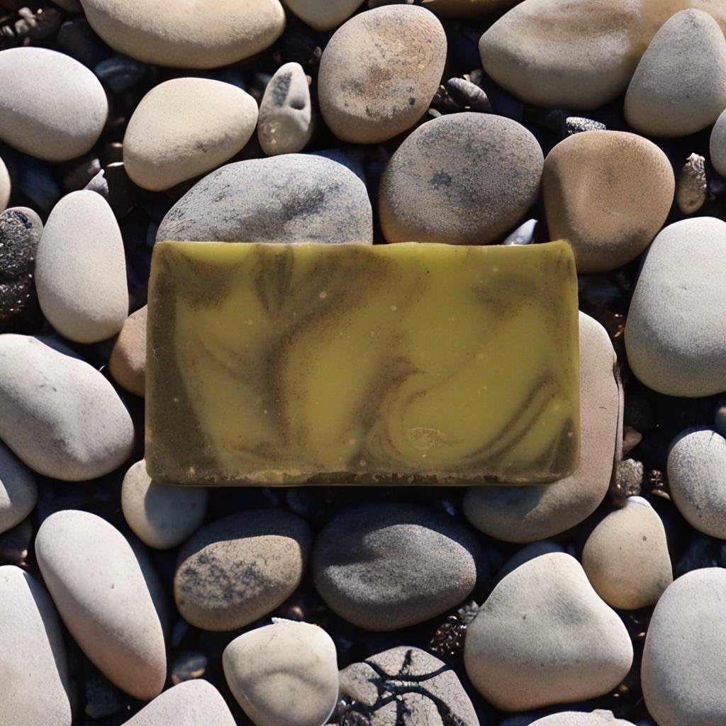 Organic Goat Milk & Coconut Oil Beard Wash Brick - Hydrating & Nourishing Face & Beard Soap for Men (4oz, Tea Tree Scent) - Perfect for Daily Grooming & Sensitive Skin Care