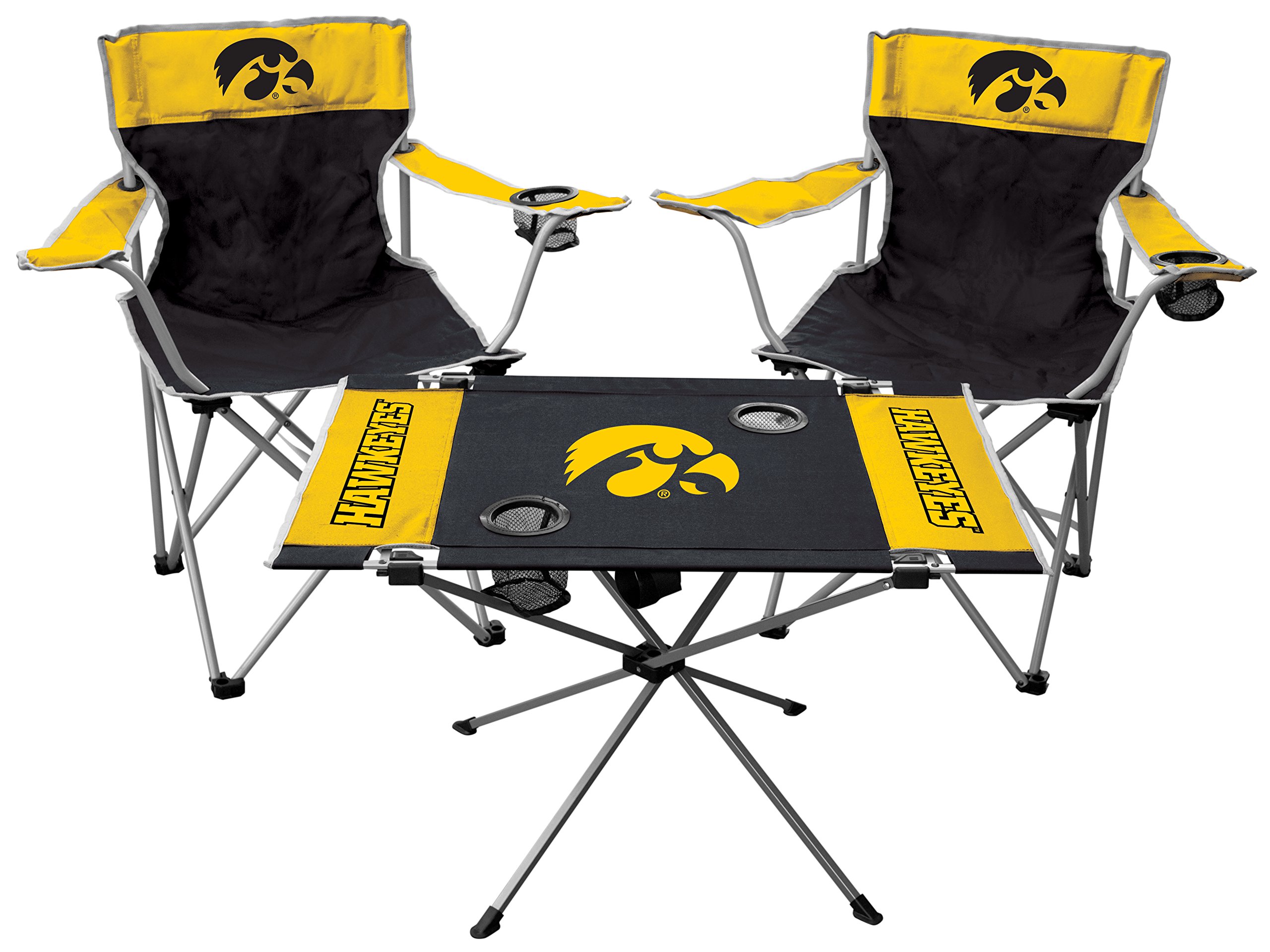 Rawlings NCAA 3-Piece Tailgate Set - 2 Folding Chairs & Portable Table - College Football Game Day Essentials for Outdoor Parties, Camping & Backyard BBQs