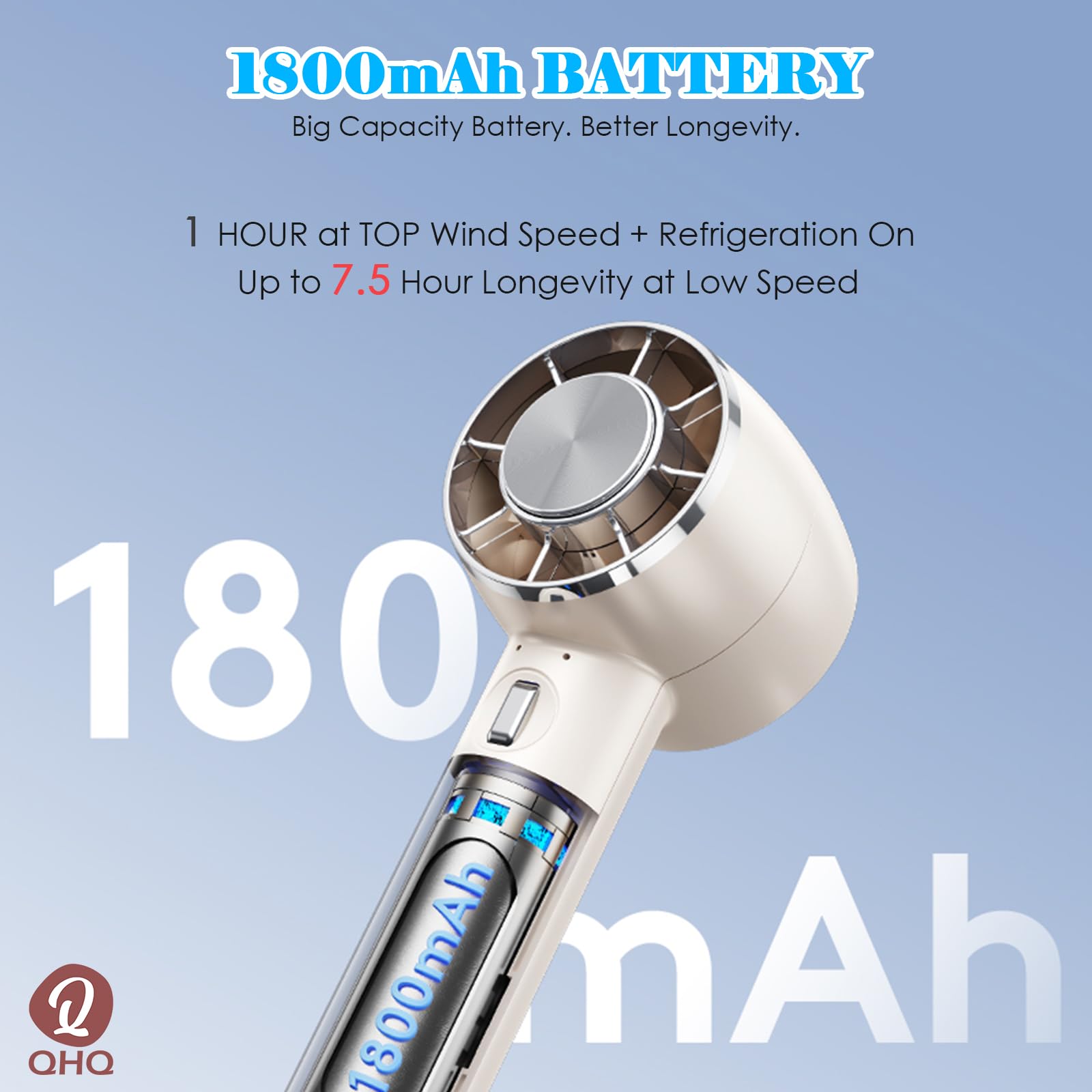 Portable Ice Cooling Handheld Fan with Built-in Mini Turbine - Rechargeable Personal Air Conditioner for Outdoor, Office, Travel & Home Use