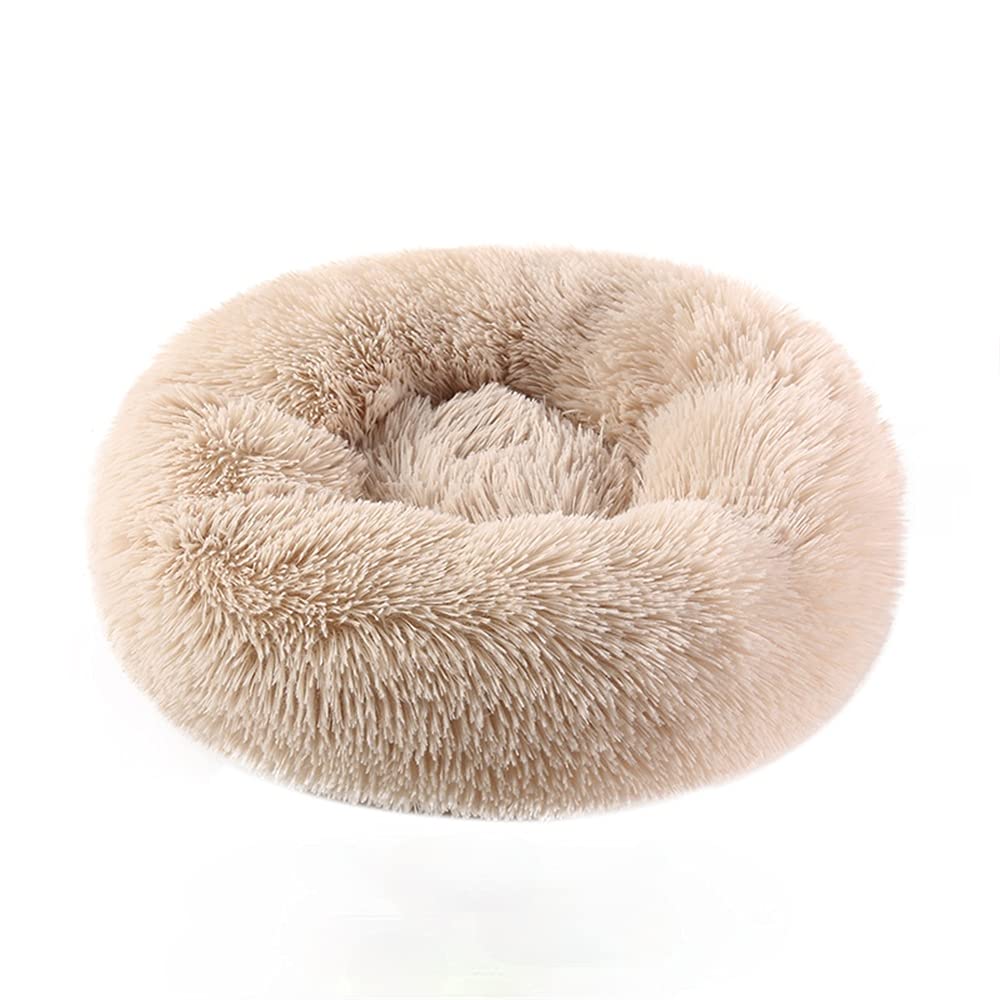 Premium Plush Dog & Cat Bed - 80cm Round Warm Pet Pillow for Winter, Soothing Kennel Sleeping Mat Basket - Cozy Beige Pet Bed for Dogs & Cats - Perfect for Indoor Use, Living Room, Bedroom & Pet Travel