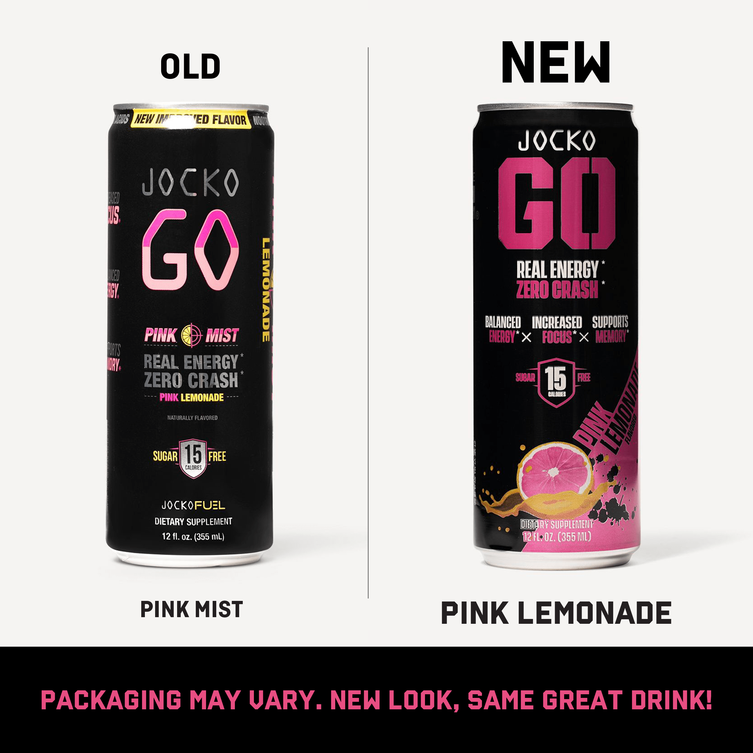 JOCKO GO Energy Drink - 12 Pack | Sugar-Free Pre Workout & Post Workout Supplement | Boost Energy & Focus for Gym, Running & Fitness