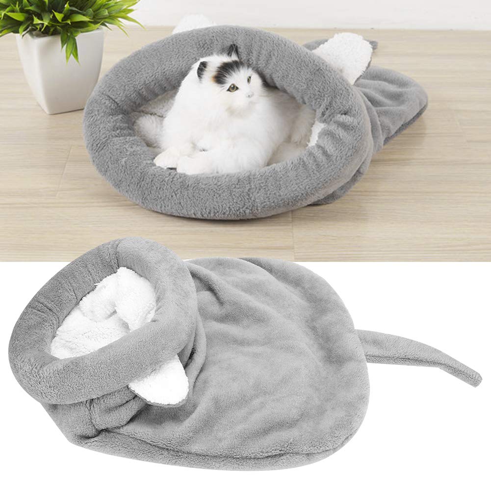 Jeanoko Plush Pet Bed - Self-Warming Cave for Dogs & Cats - Cozy Sleeping Bag for Home & Travel (Gray M)