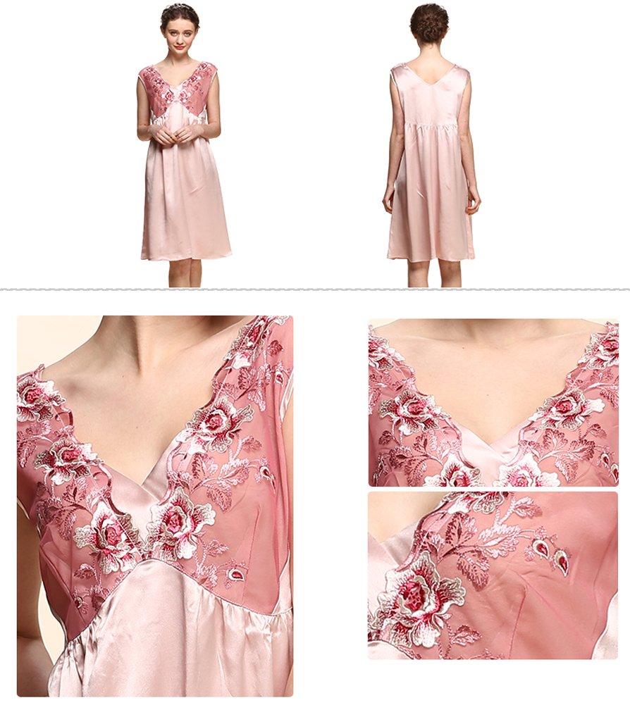 LoveSilk Women's 19mm Pure Silk Sleepwear Dress Nightgown - Soft & Comfortable Silk Nightwear for Women, Perfect for Sleeping, Lounging & Relaxing at Home