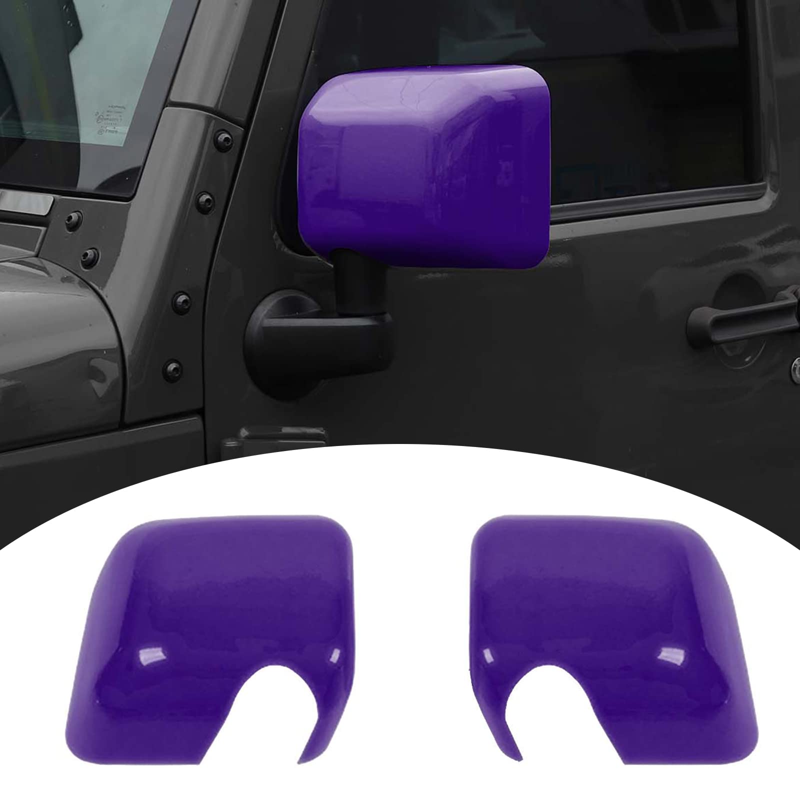 Jeep Wrangler JK JKU Rearview Mirror Cover Trim Shell Kit (2007-2017) - Purple Exterior Decoration Accessories | Enhance Style & Protection for Off-Road Adventures
