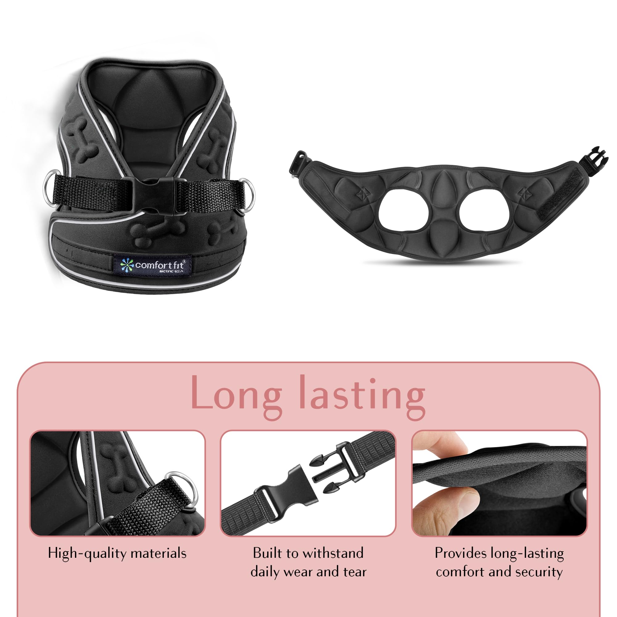 Adjustable Reflective Dog Harness for Small & Medium Dogs - All Weather Comfort Fit Step-in Vest with Soft Padding for Easy Walking - Perfect for Daily Walks, Night Safety & Outdoor Adventures