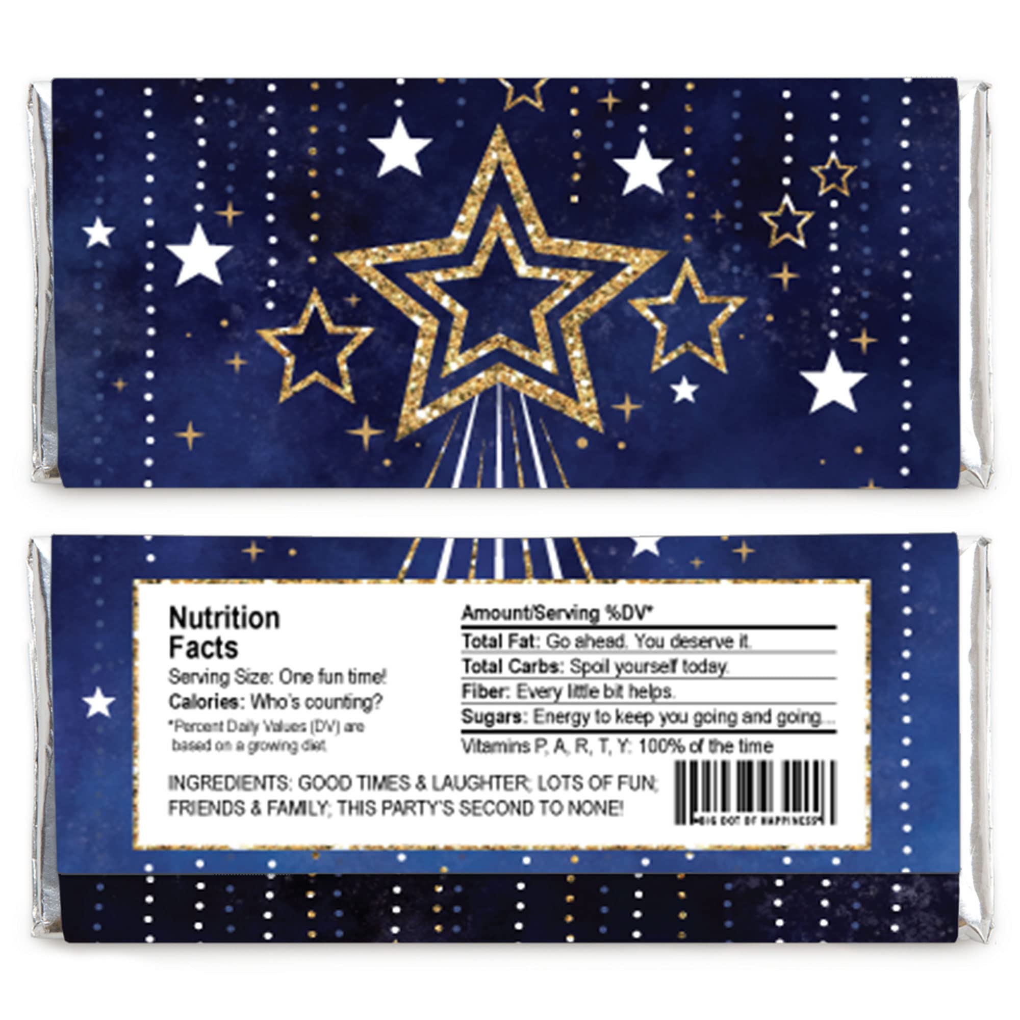 Big Dot of Happiness Starry Skies Candy Bar Wrappers - Gold Celestial Party Favors (Set of 24) - Perfect for Baby Showers, Birthday Parties & Wedding Decorations