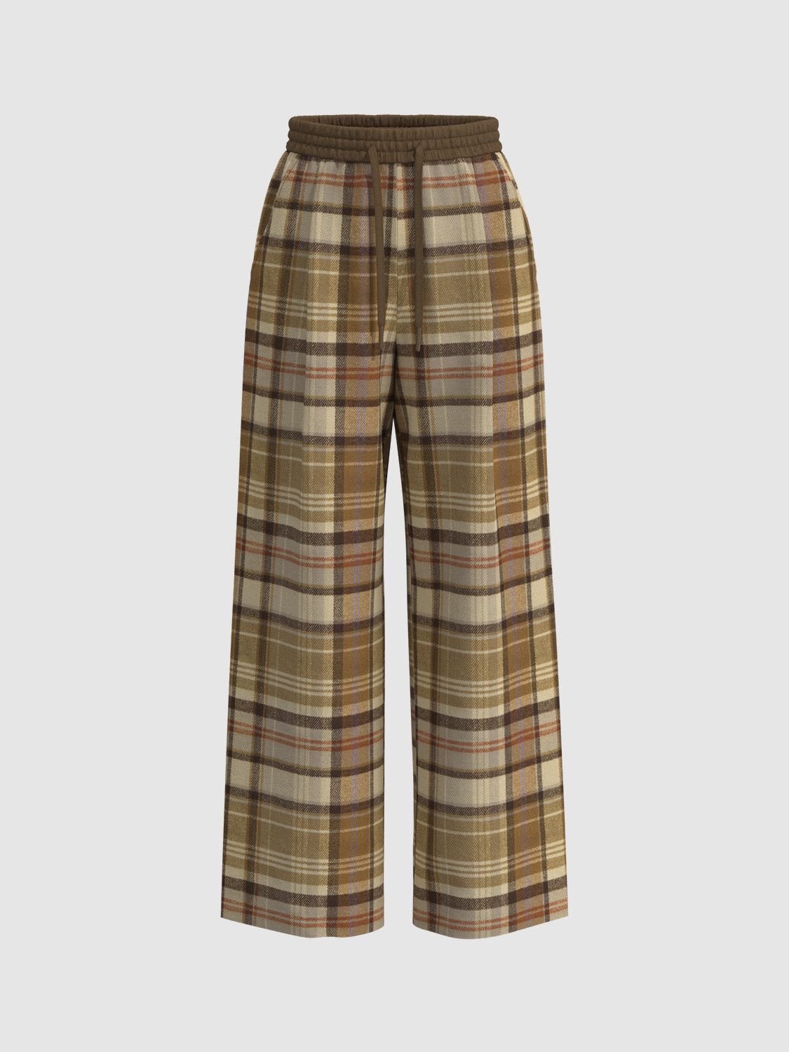 Stylish Plaid Drawstring Wide Leg Pants for Women - Comfortable High Waisted Lounge Pants for Casual Wear, Yoga, and Home Relaxation