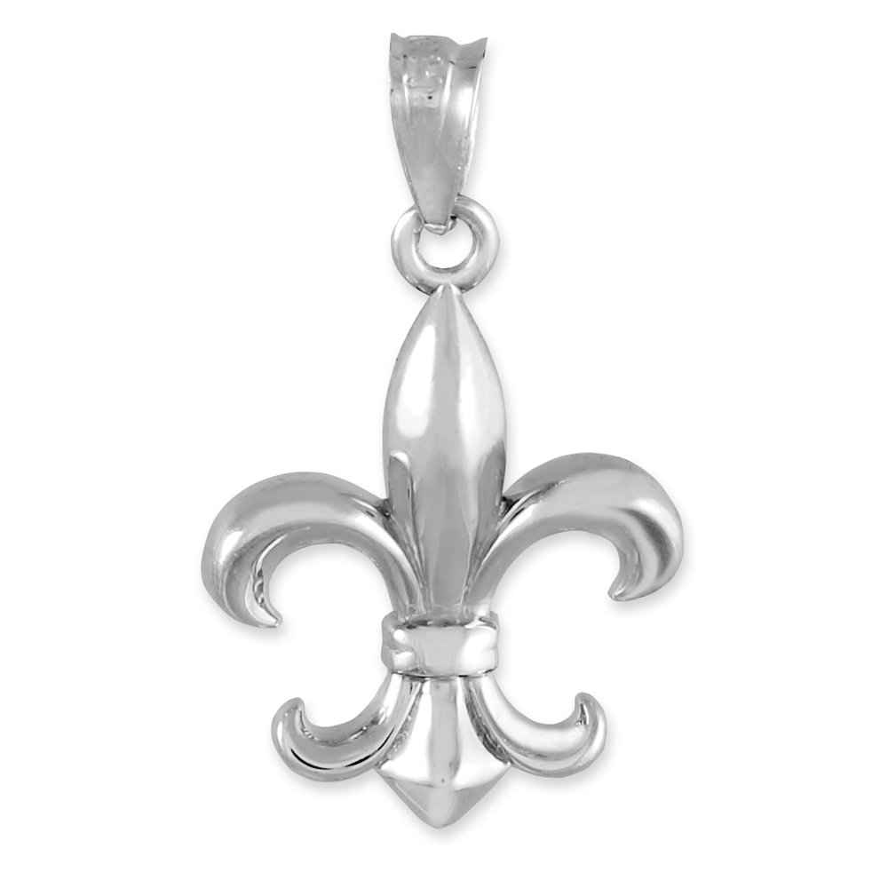 Religious Jewelry Sterling Silver Fleur-de-Lis Charm Pendant Necklace for Women - Faith Inspired Catholic Cross Necklace for Daily Wear & Special Occasions