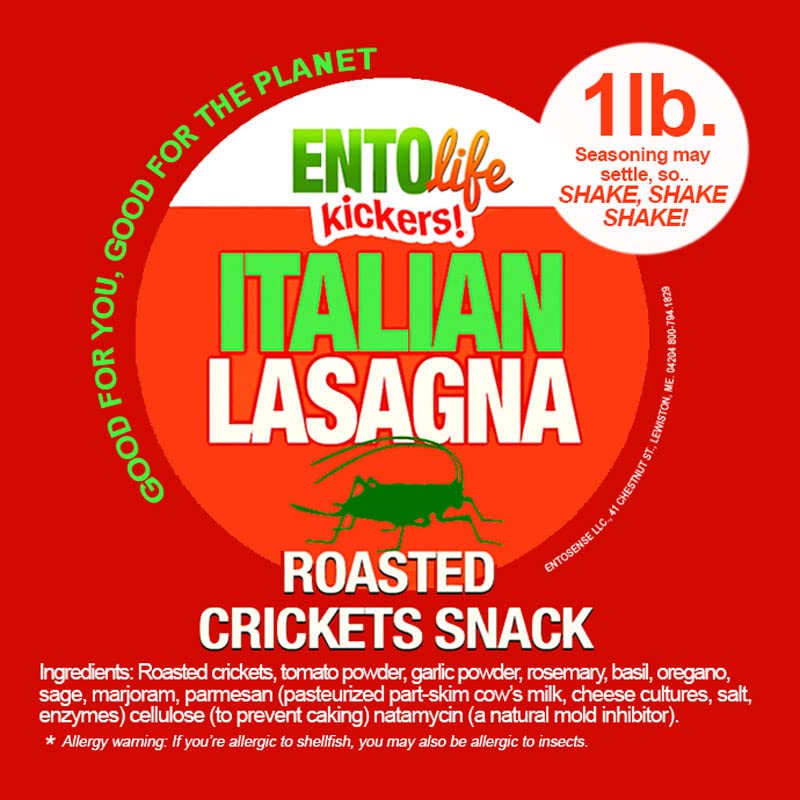 Italian Lasagna Flavored Edible Cricket Snacks - 16oz Pound Size - High-Protein Crunchy Cricket Chips for Human Consumption | Perfect for Hiking, Camping & Keto Diet Snacking