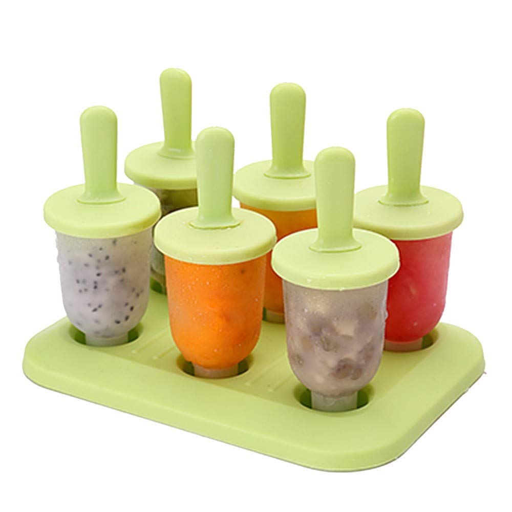 6-Piece Reusable Popsicle Molds Set with Drip-Guard Handles & Easy-Release Ice Cube Trays - Perfect for Homemade Frozen Treats, Kids Snacks, and Summer Parties