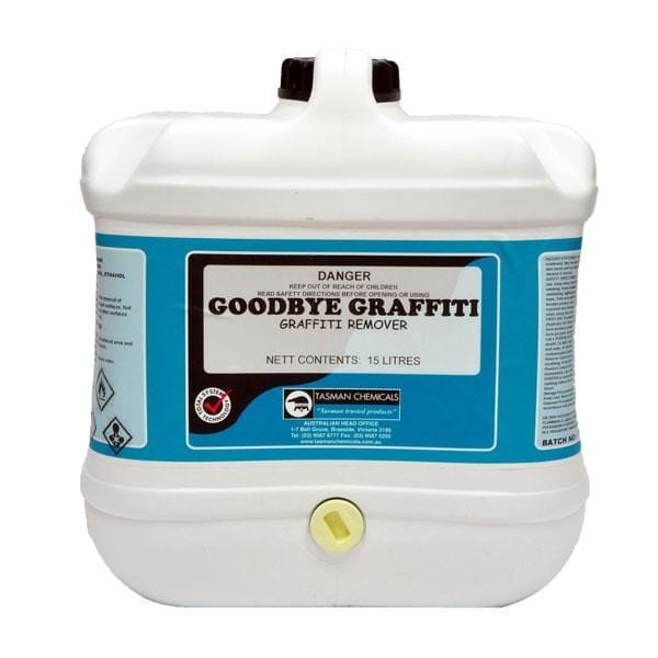 Tasman Chemicals GoodBye Graffiti Remover 15Lt - Powerful Spray for Removing Graffiti, Stickers & Paint from Walls, Brick & Metal - Ideal for Home, Commercial & Industrial Cleaning