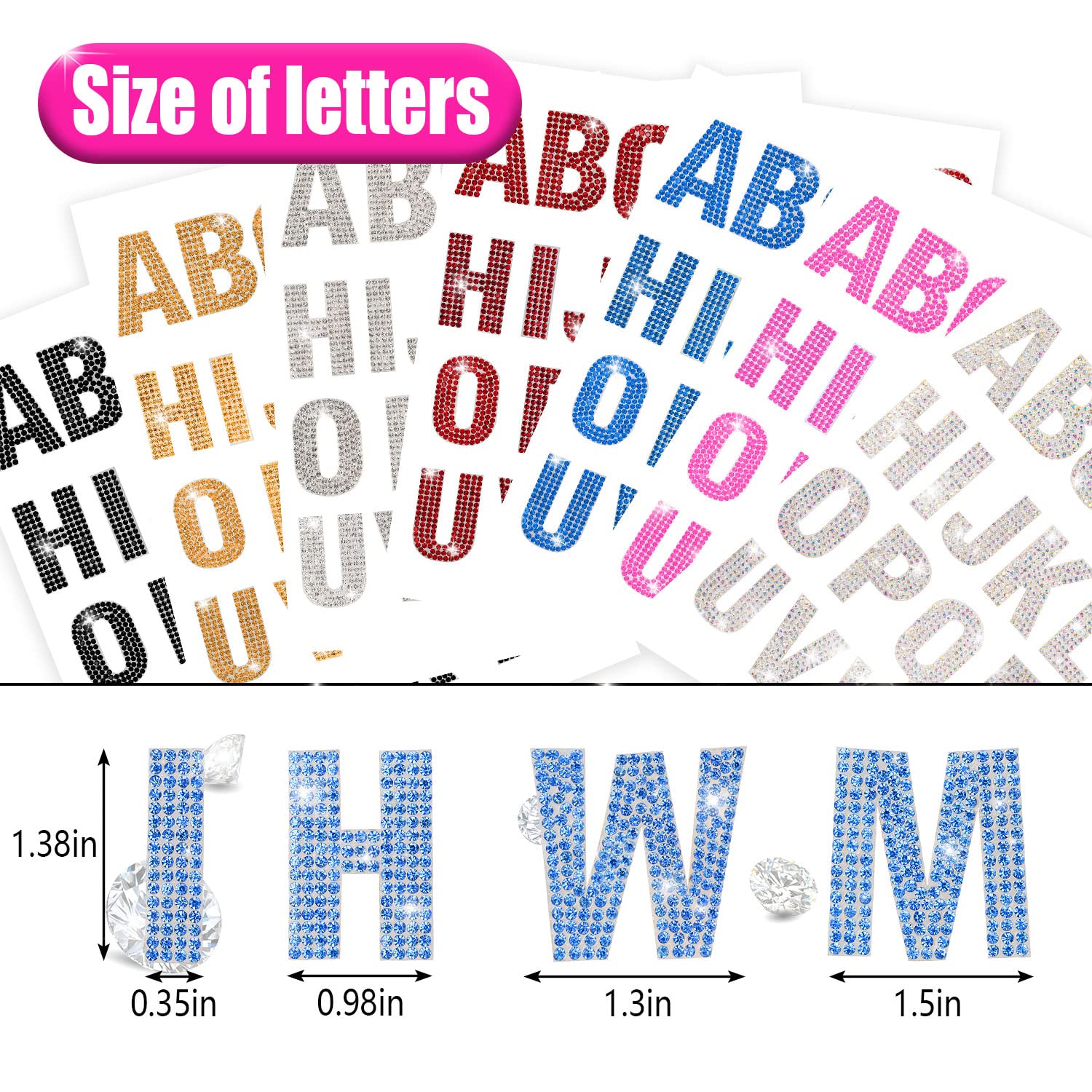 Glitter Rhinestone Alphabet Letter Stickers - 26 Self-Adhesive A-Z Letters for DIY Scrapbooking, Card Making, Nail Art & Home Decor (Blue) - Perfect for Party Invitations, Gift Wrapping & Craft Projects