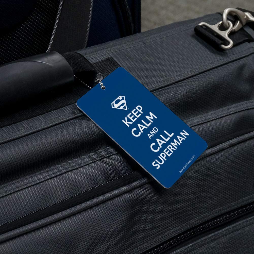 Superman Keep Calm and Call Luggage Tag - Durable Suitcase ID Card for Carry-On Bags - Perfect for Travel, Business Trips & Vacation Identification