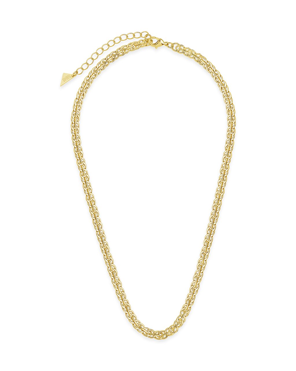 Hammered Interlocking Curb Chain Necklace for Women - 14K Gold Plated Stainless Steel Chunky Link Chain - Perfect for Layering, Gift Giving & Everyday Wear