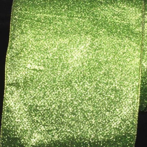 Premium Sparkling Green Wired Glitter Craft Ribbon - 6