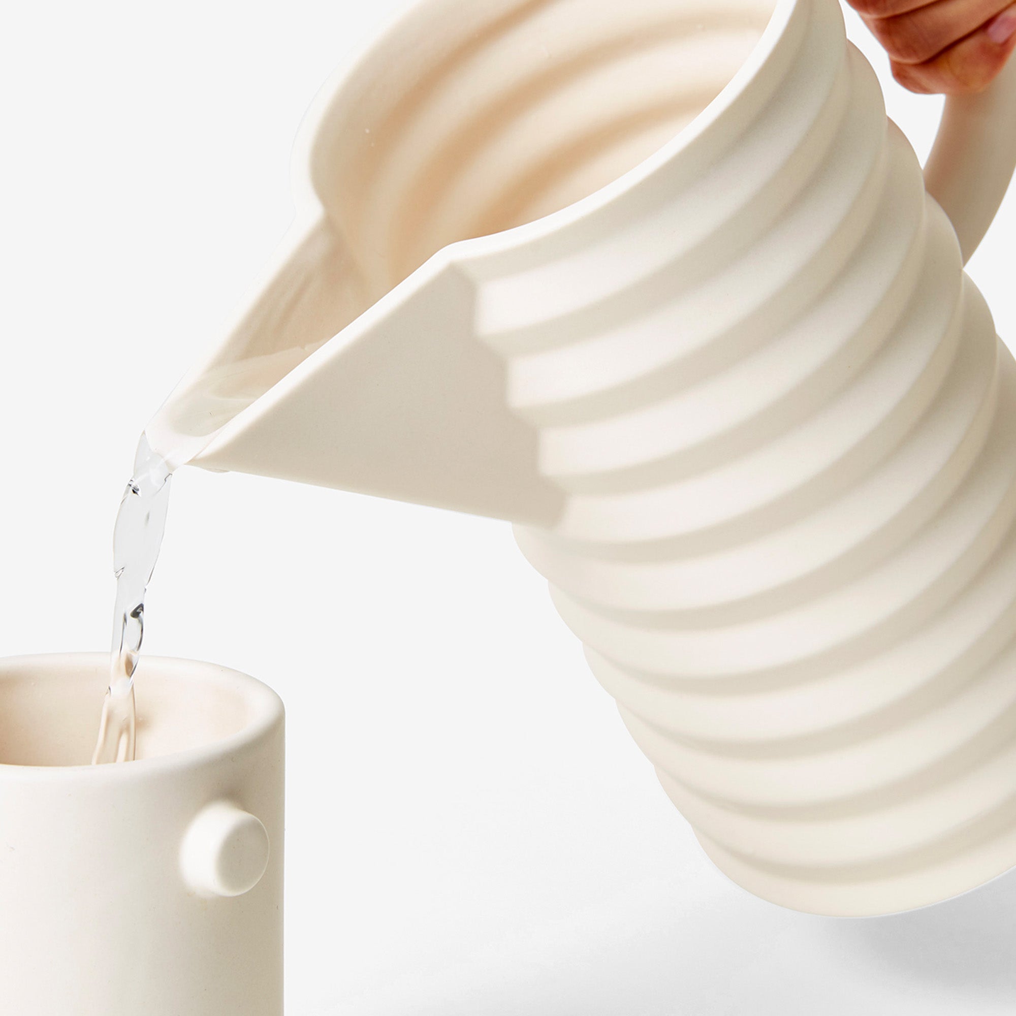 Natalie Herrera Pleated Pitcher - Elegant Ceramic Pitcher for Water, Juice & Milk - Perfect for Dining, Entertaining & Home Decor