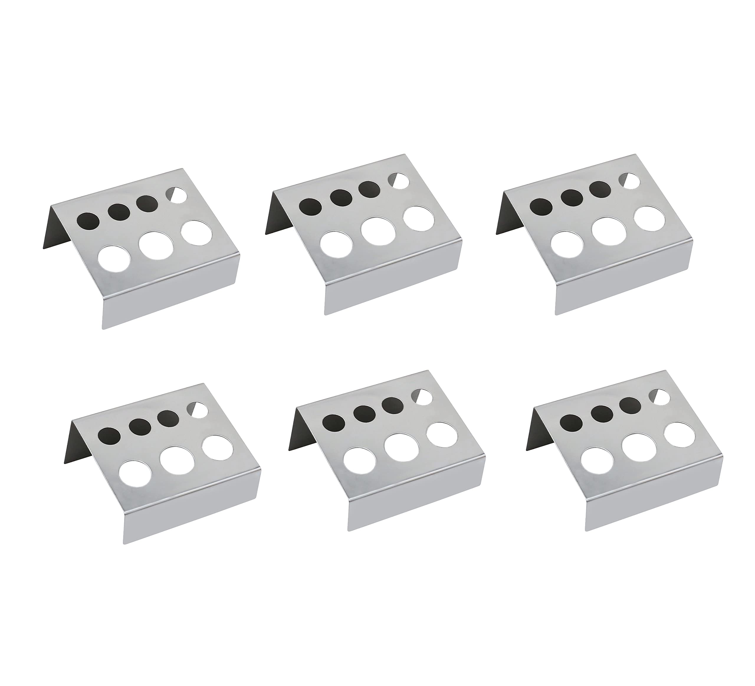 6PCS Stainless Steel Watercolor Pigment Ink Cup Holder with 7 Holes - Permanent Makeup & Tattoo Accessories (Silver) - Ideal for Tattoo Artists, Permanent Cosmetics, and Watercolor Painting