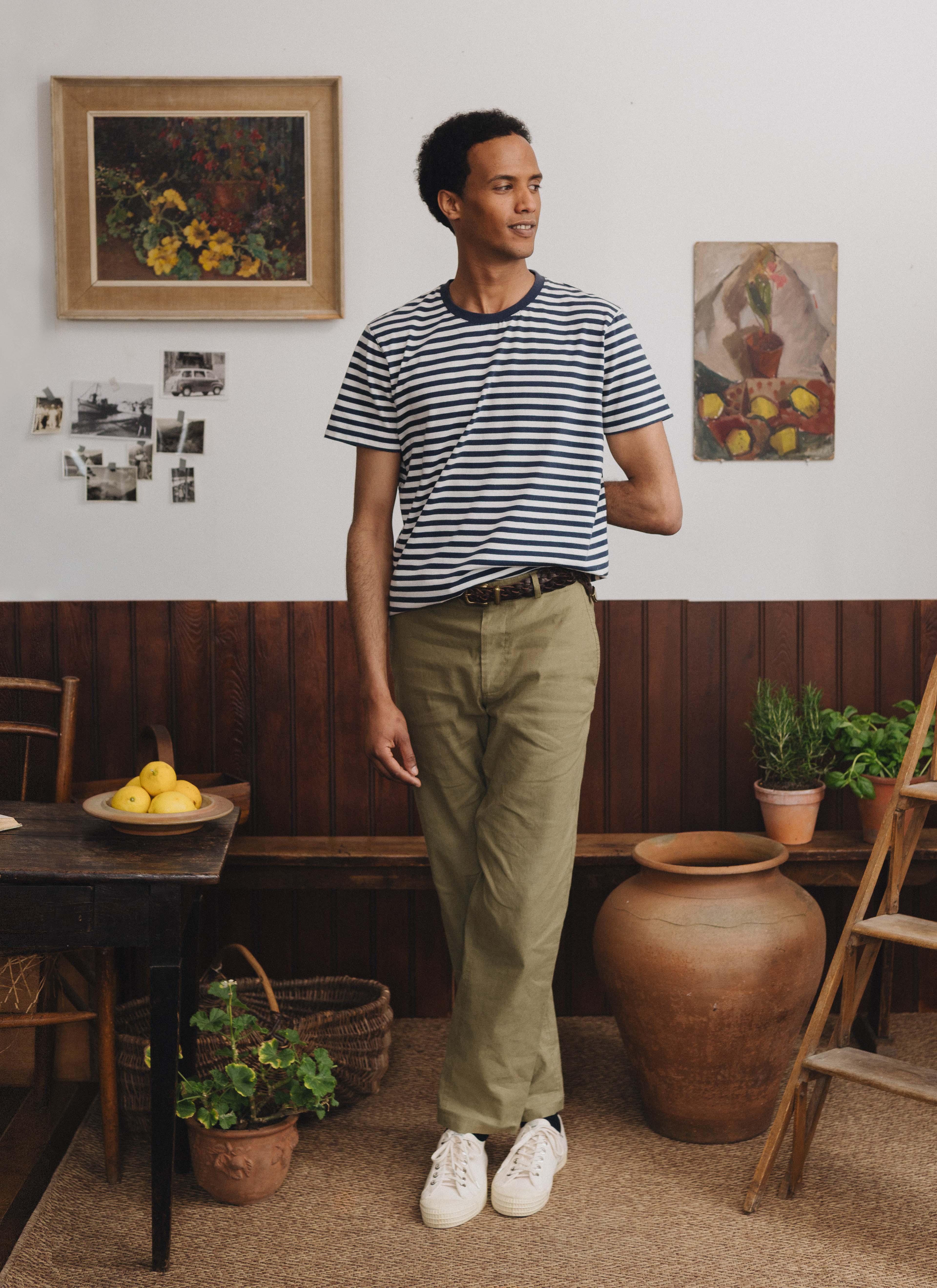 Premium Navy Stripe Organic Cotton T-Shirt for Men & Women | Soft, Breathable & Eco-Friendly | Casual Wear, Workout & Everyday Comfort