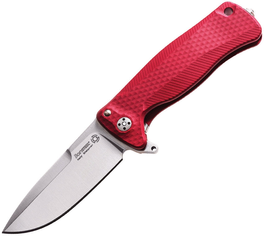 Lionsteel SR22ARS Framelock Folding Knife - Red Satin Blade, Aluminum Handle - EDC, Camping, Outdoor Survival Gear