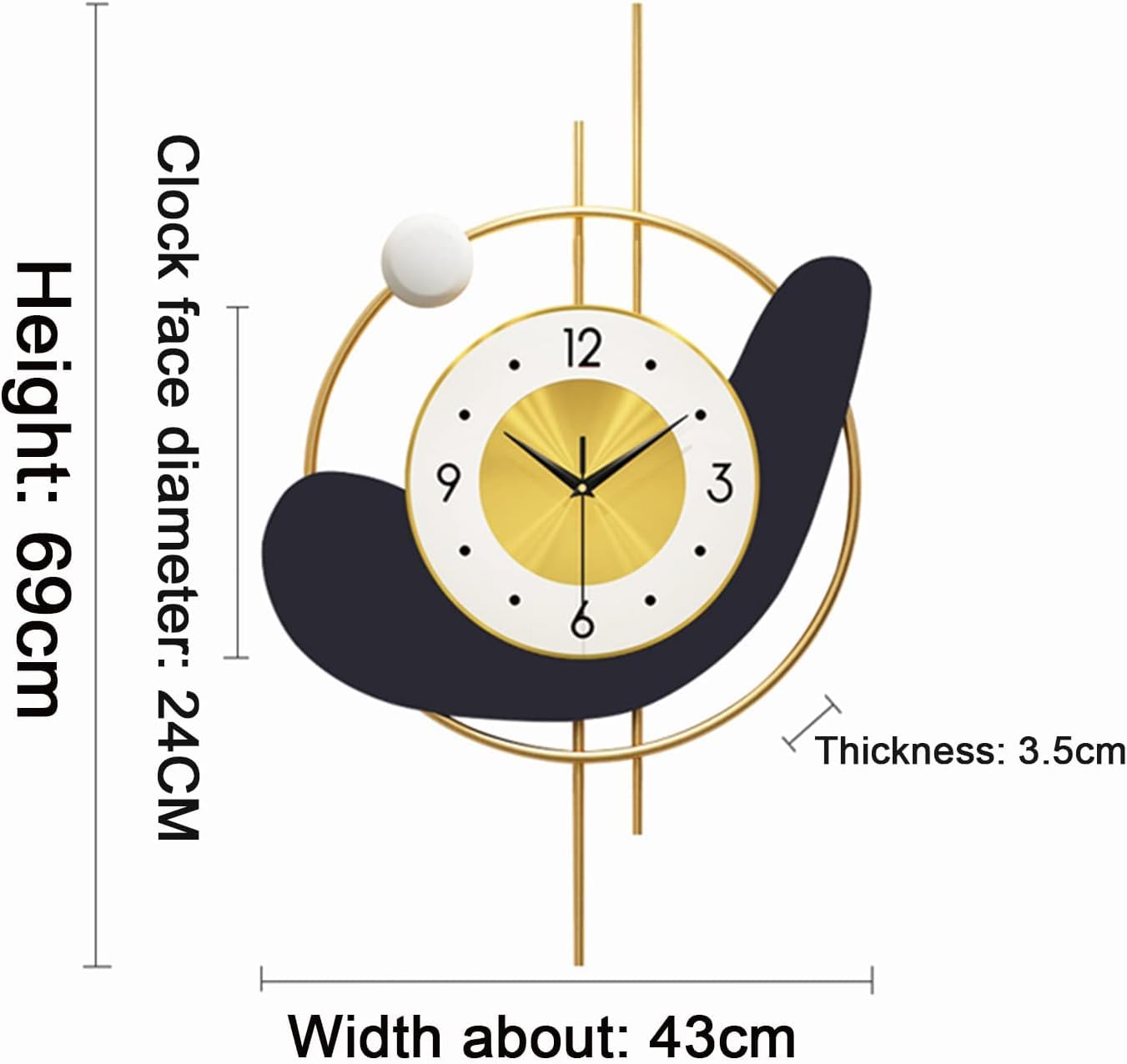 Large 43x69CM Sunburst Wall Clock - Silent Non-Ticking Quartz Metal 3D Art Design for Living Room & Bedroom | Stylish Home Decor & Perfect Gift Idea