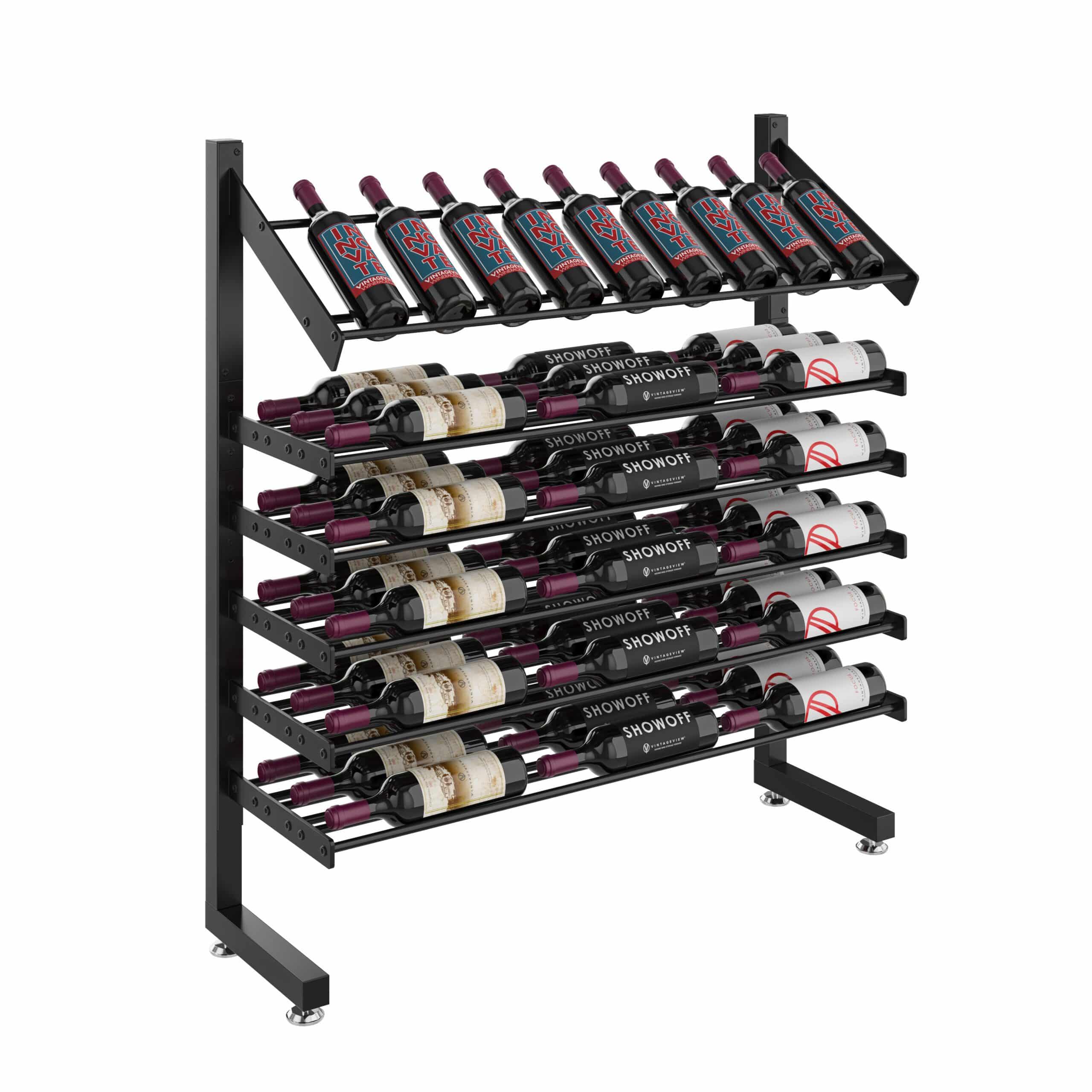 Evolution Single Sided 54-Bottle Wine Display Island - Perfect for Liquor Stores, Bars, and Restaurants Showcase