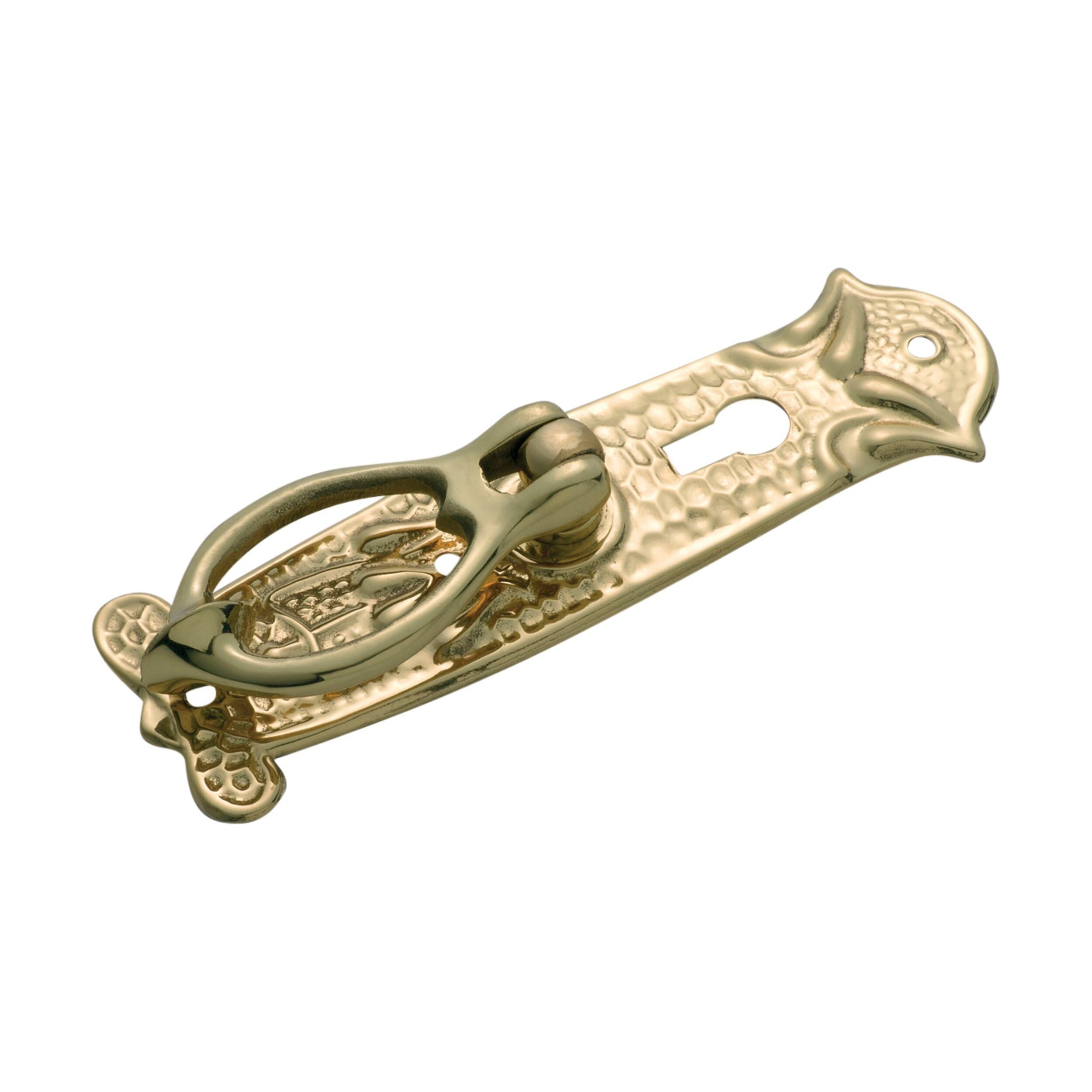 Vintage Nouveau Pressed Brass Cabinet Pull Handle - 100x30mm, Keyhole Design, Polished Finish - Perfect for Antique Furniture, Kitchen Cabinets & Drawers