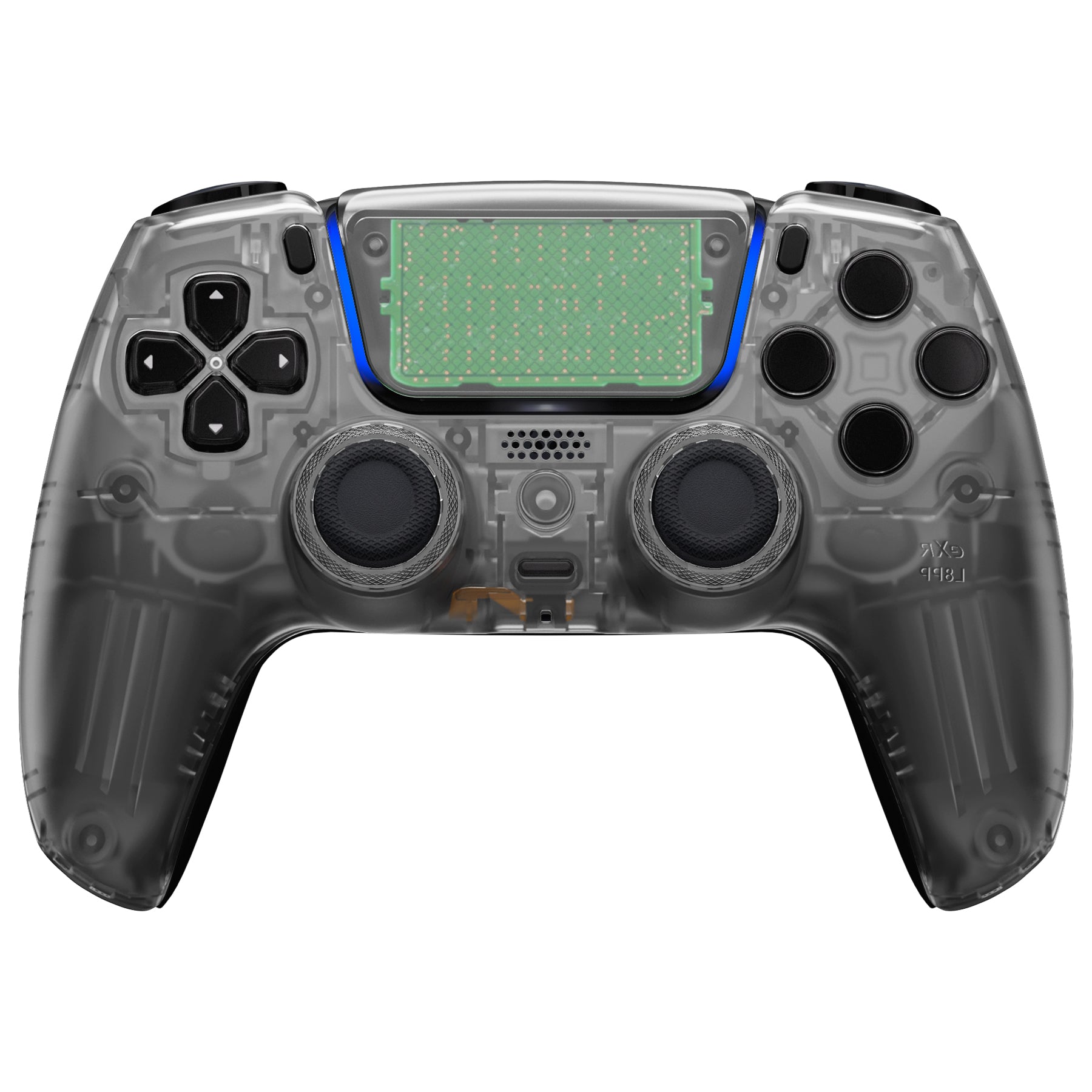 eXtremeRate LUNA Redesigned PS5 Controller Front Shell with Touchpad - Compatible with BDM 010/020/030/040/050 Models - Clear Black Replacement Part for Enhanced Gaming Experience