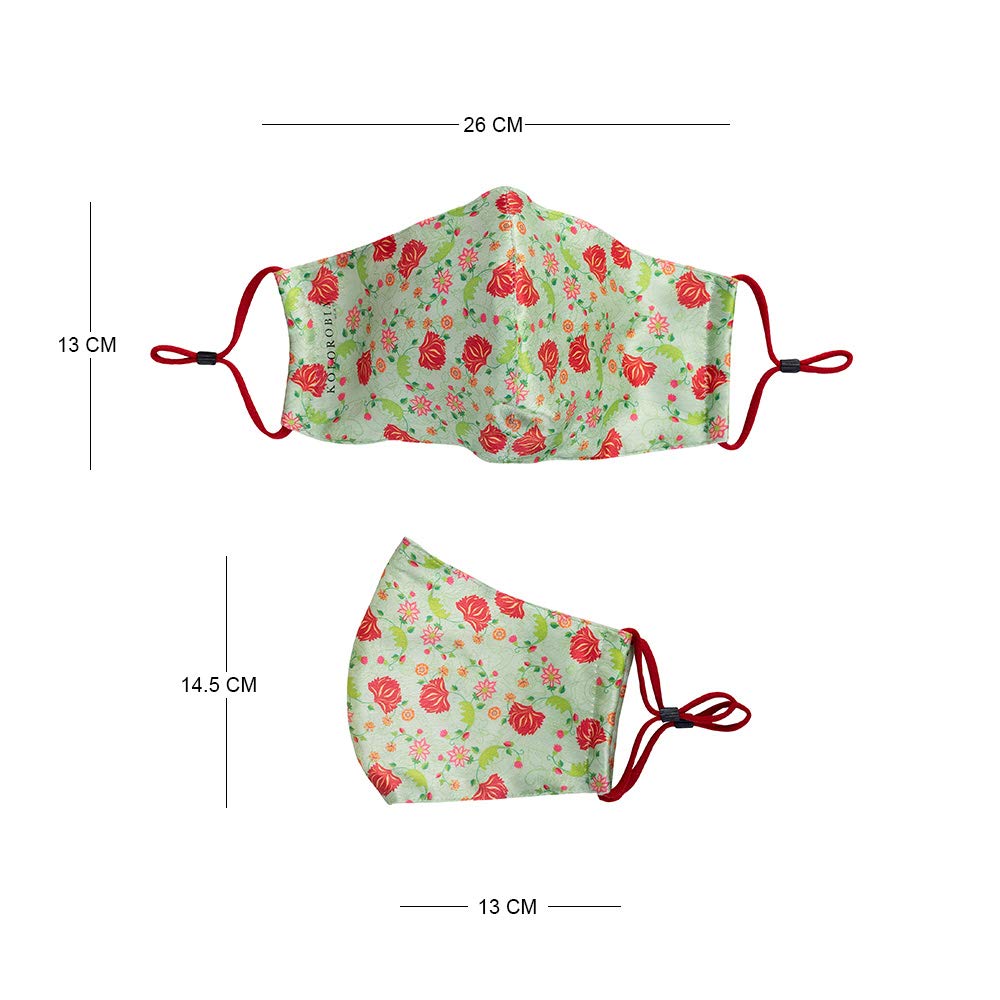 Elegant Mughal-Inspired Face Mask Set of 2 - Reusable Cotton Fabric with Intricate Design - Perfect for Cultural Events, Weddings & Festivals