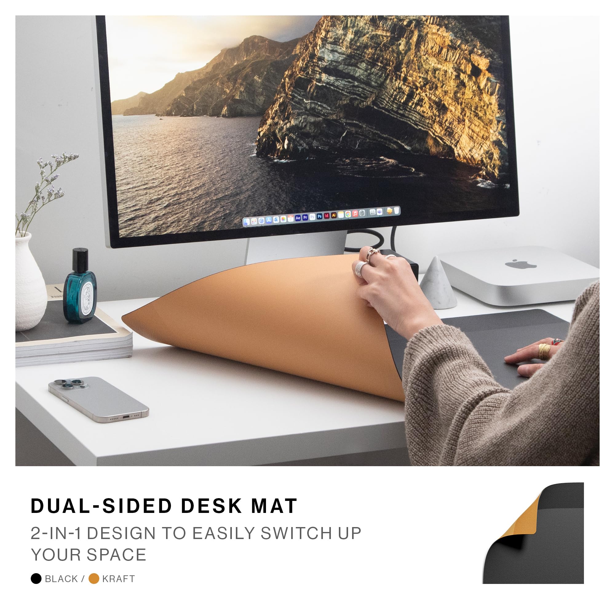 Premium Water-Resistant Dual-Sided Desk Mat for Office & Home - Sustainable Laptop Keyboard Mouse Pad Protector (25.6