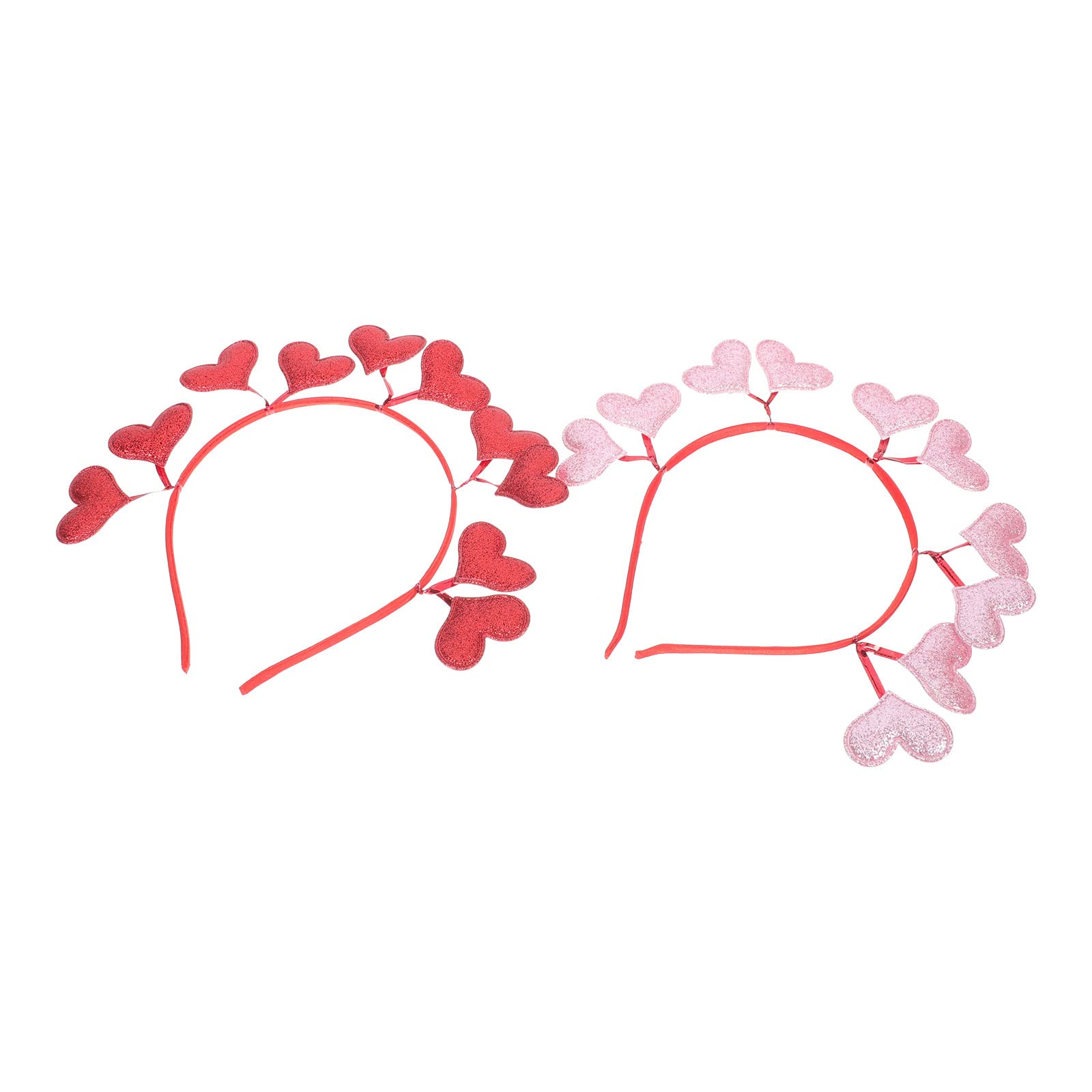 Lurrose 2pcs Red Heart Hair Headbands for Girls - Valentine's Day Party Hair Accessories, Love Heart Headpieces for Women, Perfect for Weddings, Prom, Cosplay & Birthday Gifts