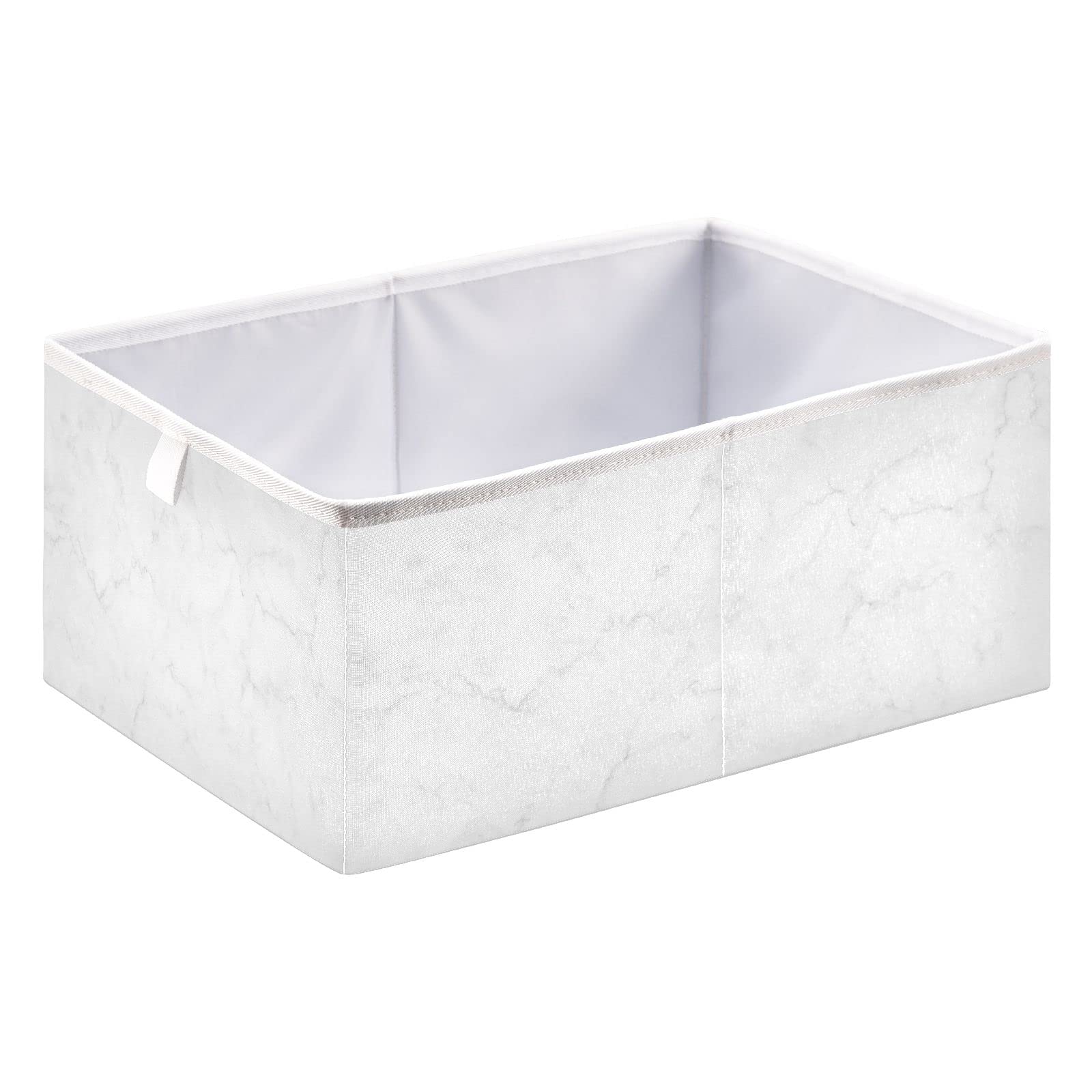 Premium White Marble Storage Bin - Large Collapsible Rectangle Organizer Basket for Home & Office (15.8