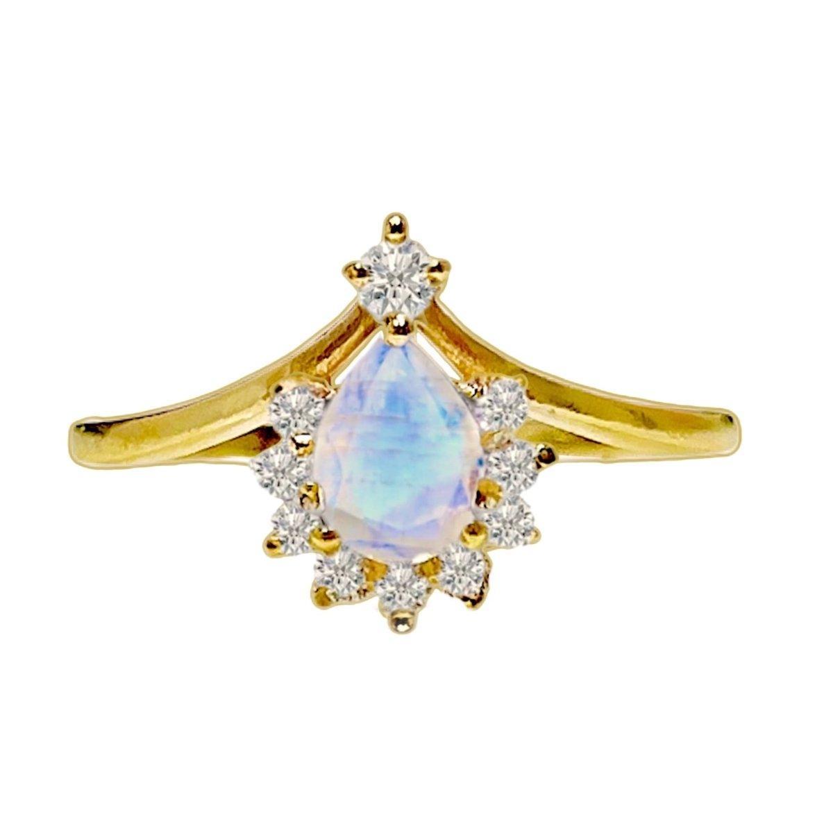 Gold Moonstone Ring - Laihas Petite Pixie Ring for Women | Elegant Dainty Jewelry for Everyday Wear, Gift Giving & Special Occasions