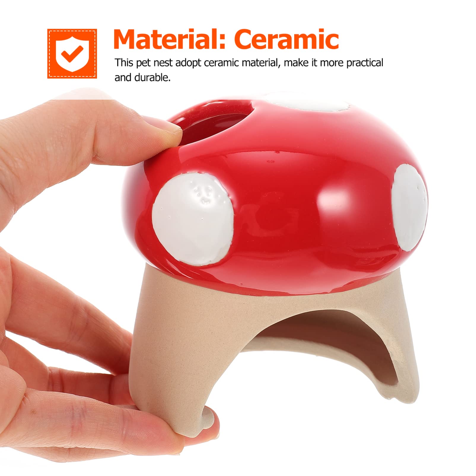 POPETPOP Ceramic Hamster Hideout Hut - Mushroom House for Hamsters, Squirrels & Small Pets - Breathable Summer Pet Nest with Cute Design - Perfect for Cage Decor, Playtime & Cozy Sleeping