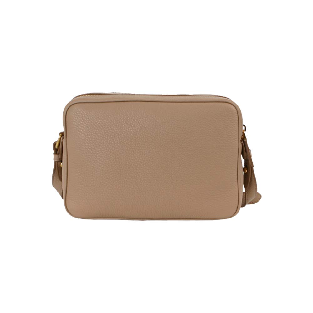 Prada Women's Beige Vitello Phenix Leather Double Zip Crossbody Bag 1BH079 - Stylish Designer Handbag for Everyday Use, Travel & Special Occasions